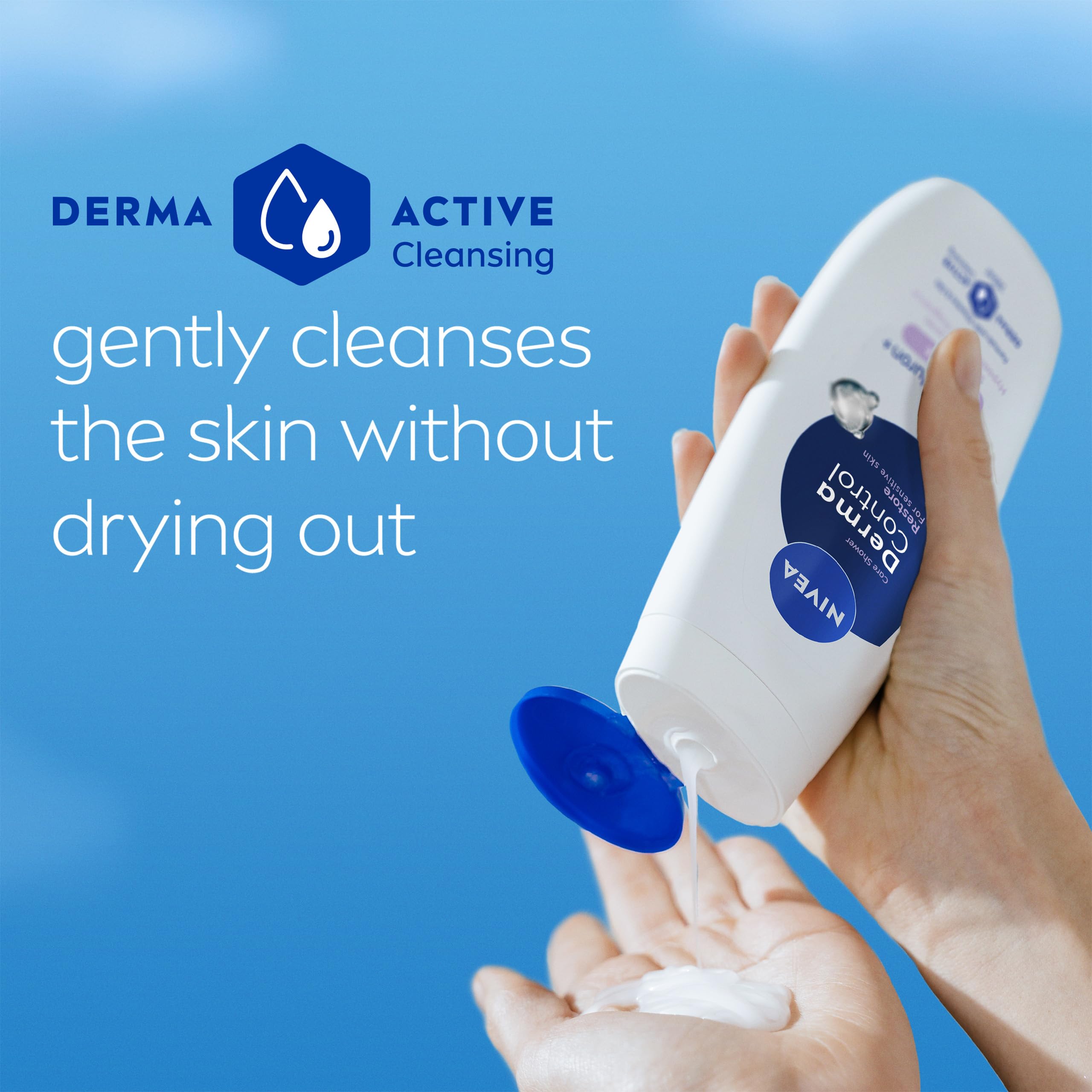 NIVEA Derma Control Restore Shower Gel 500ml, Moisturising Body Wash with Hyaluronic Acid and Vitamin E - Image 4