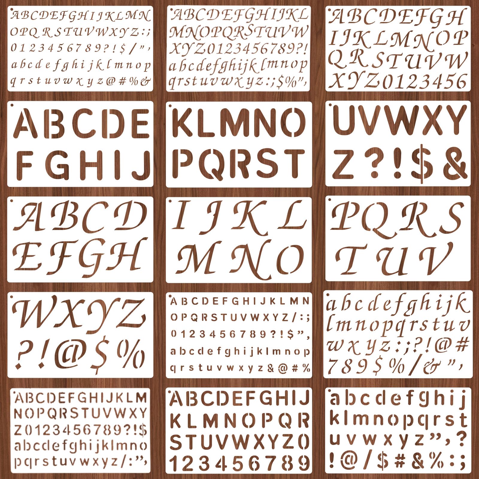 Photo 1 of 1/3, 1/2, 3/4, 1, 2 Inch Letter Stencils for Painting, 15 PCS Alphabet Stencils Reusable Plastic Number and Alphabet Small Stencil for Painting Crafts Art Projects