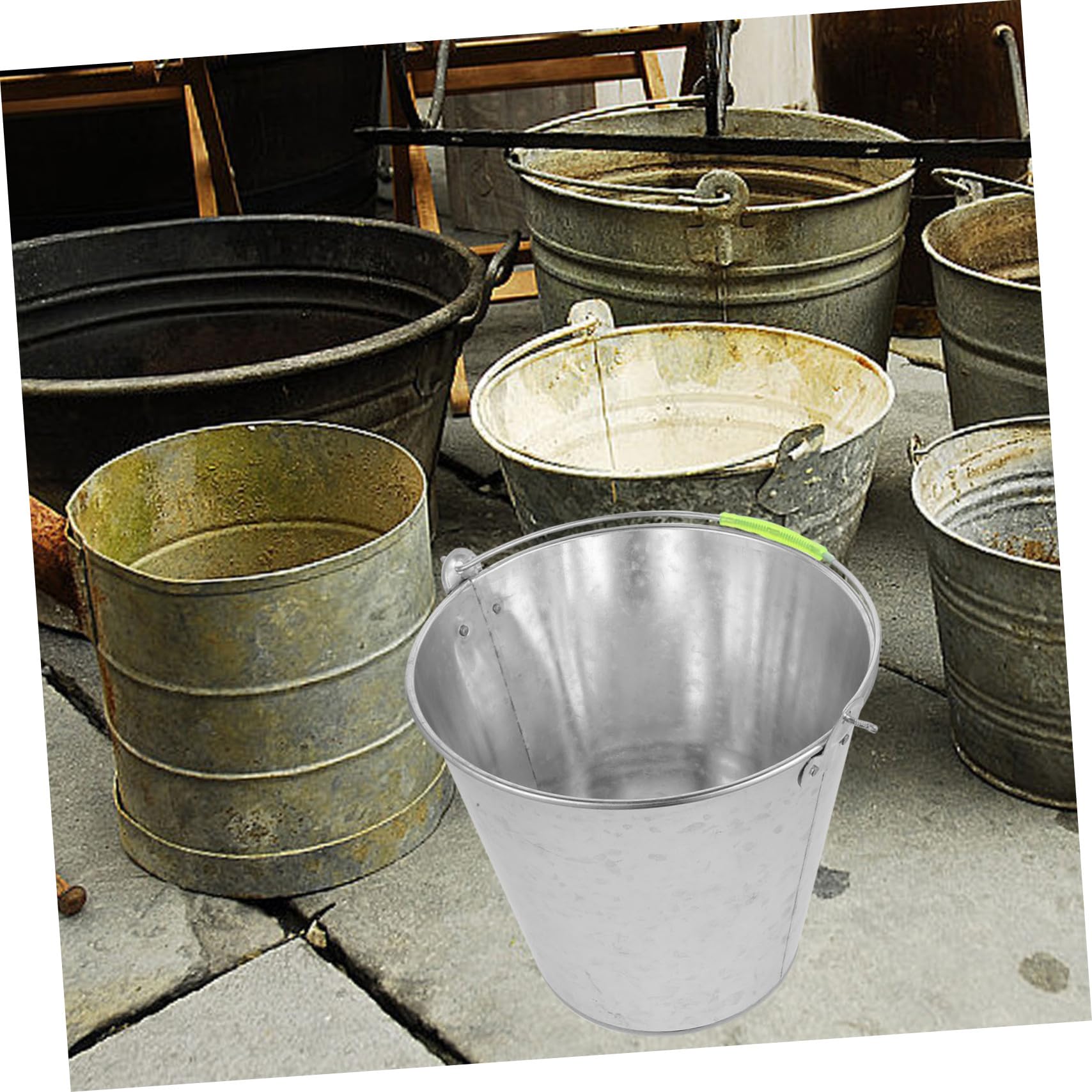 GALPADA Secchio in Metallo per Acqua e Pulizie Resistente e Portatile Grande Capacità per Uso Domestico Agricolo e Alberghiero