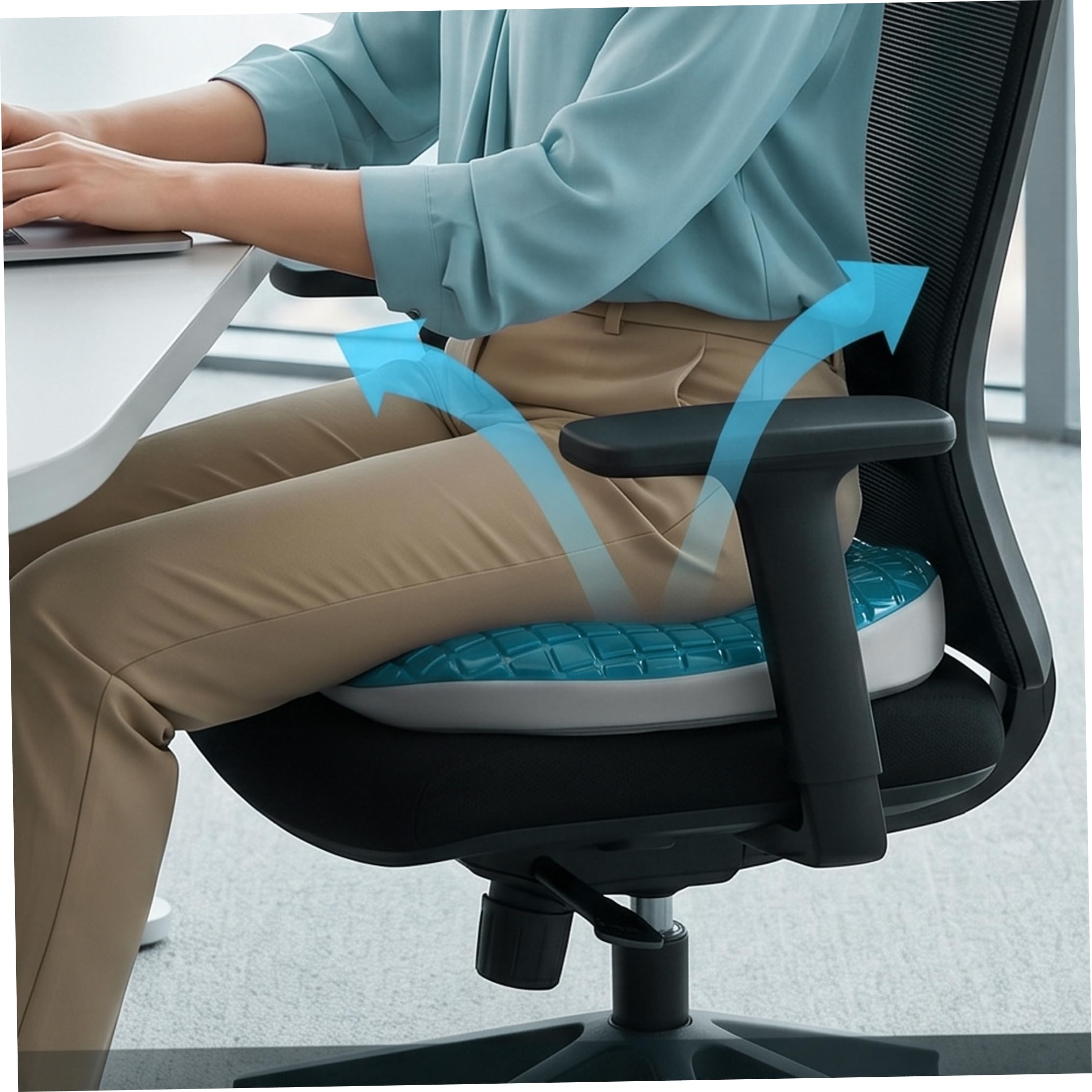 Cuscino a ciambella per il sedere|Cuscino a ciambella per il sedere, in memory foam in gel con dal design cavo per sollievo del coccige dalle piaghe da decubito - Blu Navy