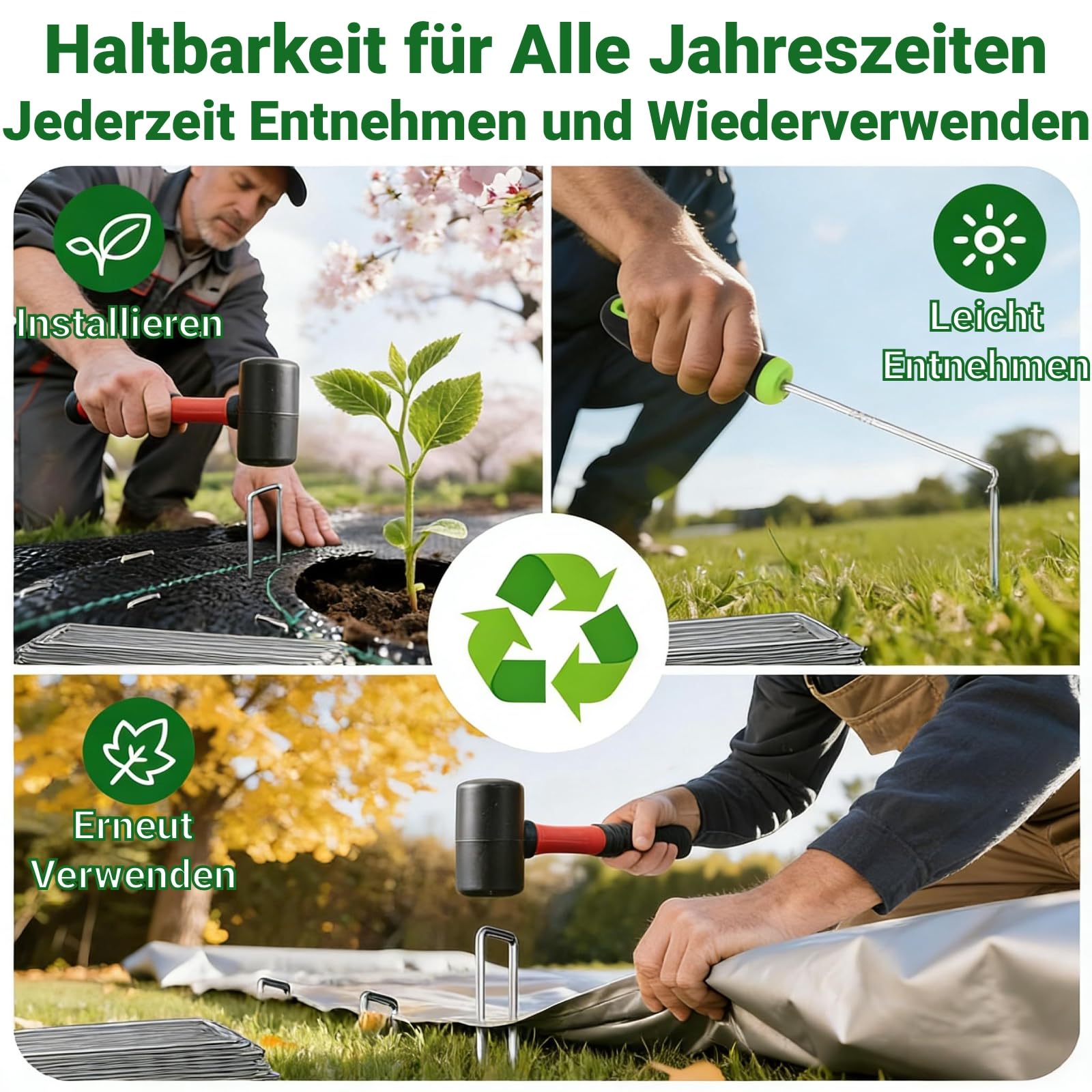 Amagabeli Anti-Rost Erdanker Aus Gehärtetem Stahl Gartenheftklammern Bodenanker für Unkrautvlies Gartenvlies Zaun (500 Stück X 150mm)