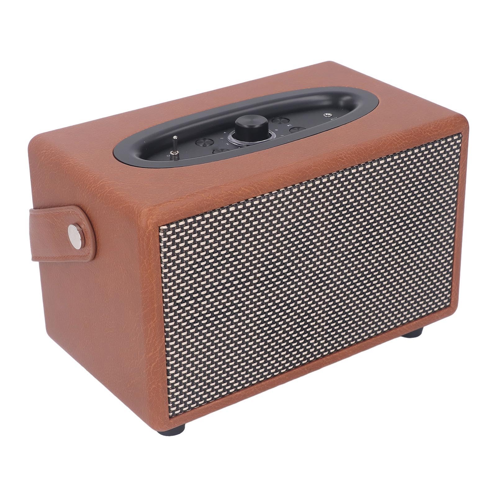 Haut-Parleur Haut-Parleur Radio Rétro Simili Cuir Caisson de Basses Radio Haut-Parleur Simili Cuir sans Fil Antique Cuir Synthétique Haut-parleurs Portables