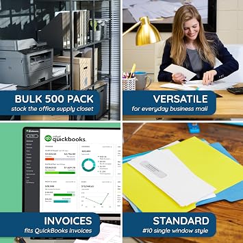 500 Self Seal Number 10 Single Right Window Envelopes - Security Lining - Designed for Secure Mailing of Invoices, Documents, and Business Statements, 4 1/8 x 9 1/2 Inches, 500 Ct