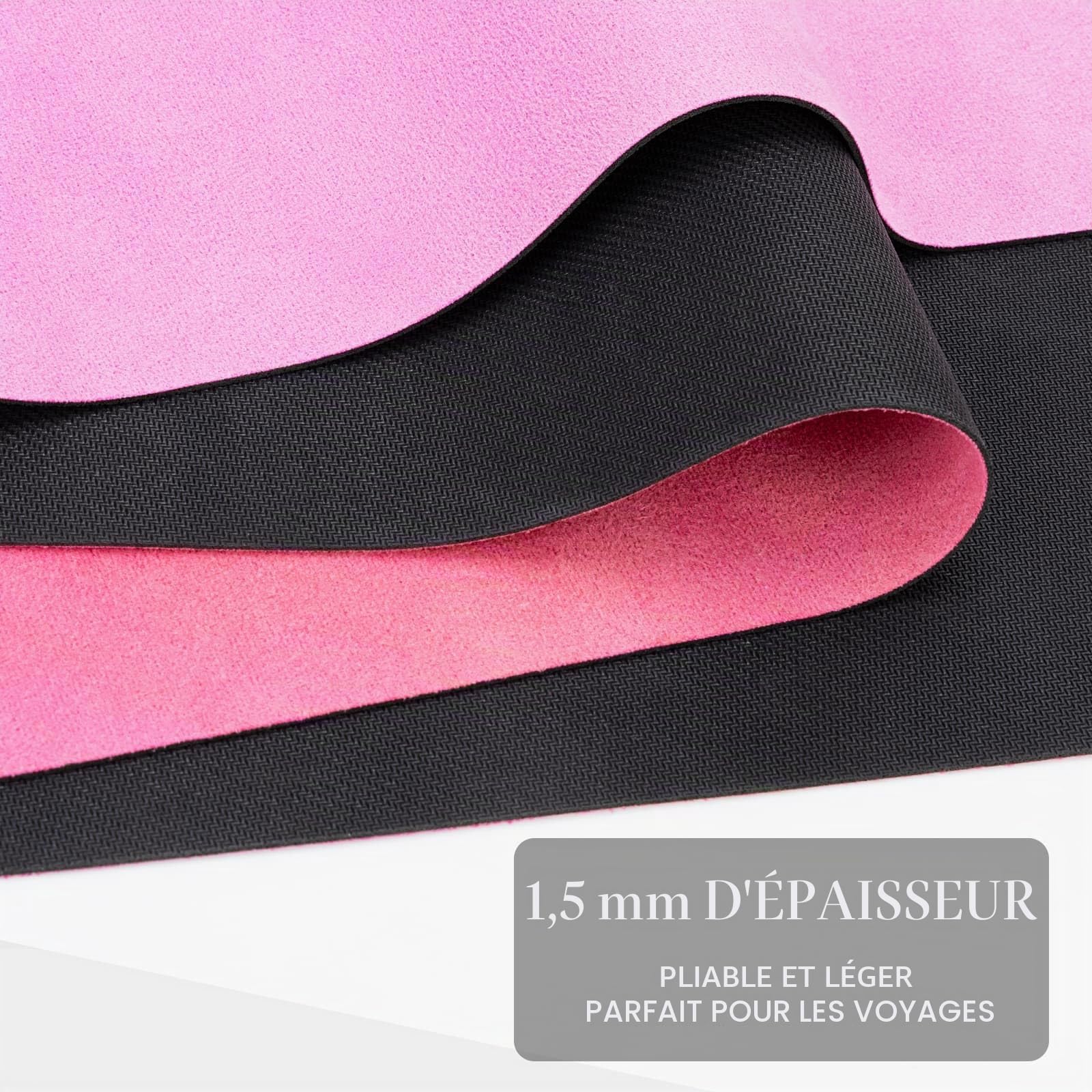 Tapis de Yoga de Voyage, Tapis d'exercice et de Fitness Pliable et Antidérapant de 1,5 mm d'épaisseur pour Pilates Gym Stretching, Absorbe la Transpiration, 183 x 61 cm