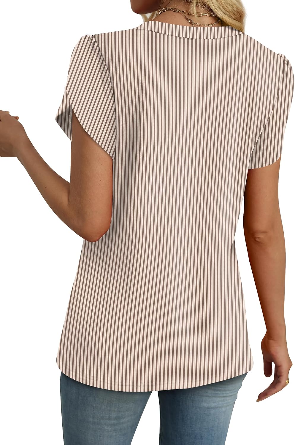 Womens Tops Dressy Casual Petal Sleeve Summer Spring Short Sleeve V Neck Shirts Work Business Vacation Clothes 2026 thumbnail