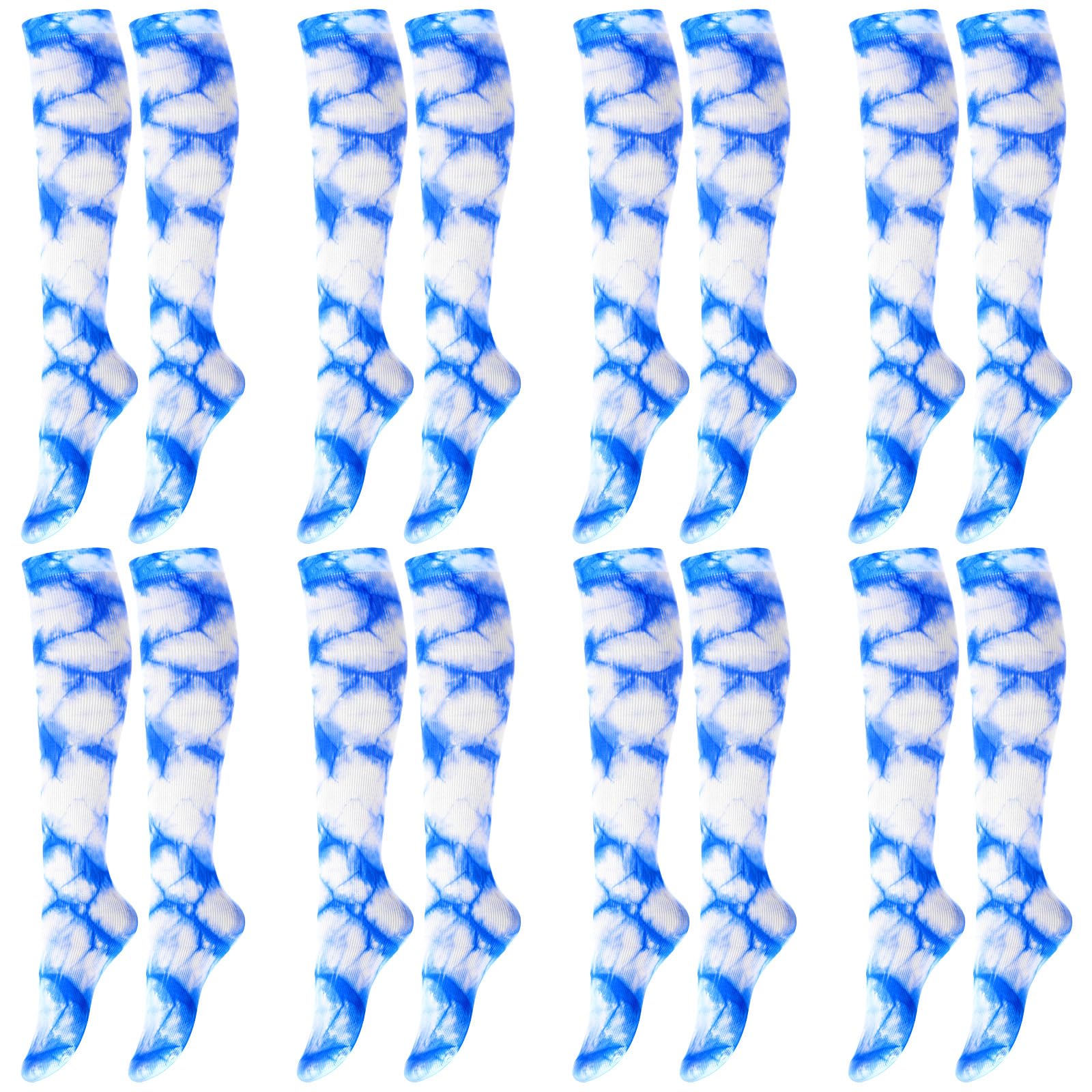 Ramede 8 Pairs blue Tie Dye Socks Sports Soccer Softball Volleyball Socks over The Calf Sock Team Unisex Women Athletic Gifts