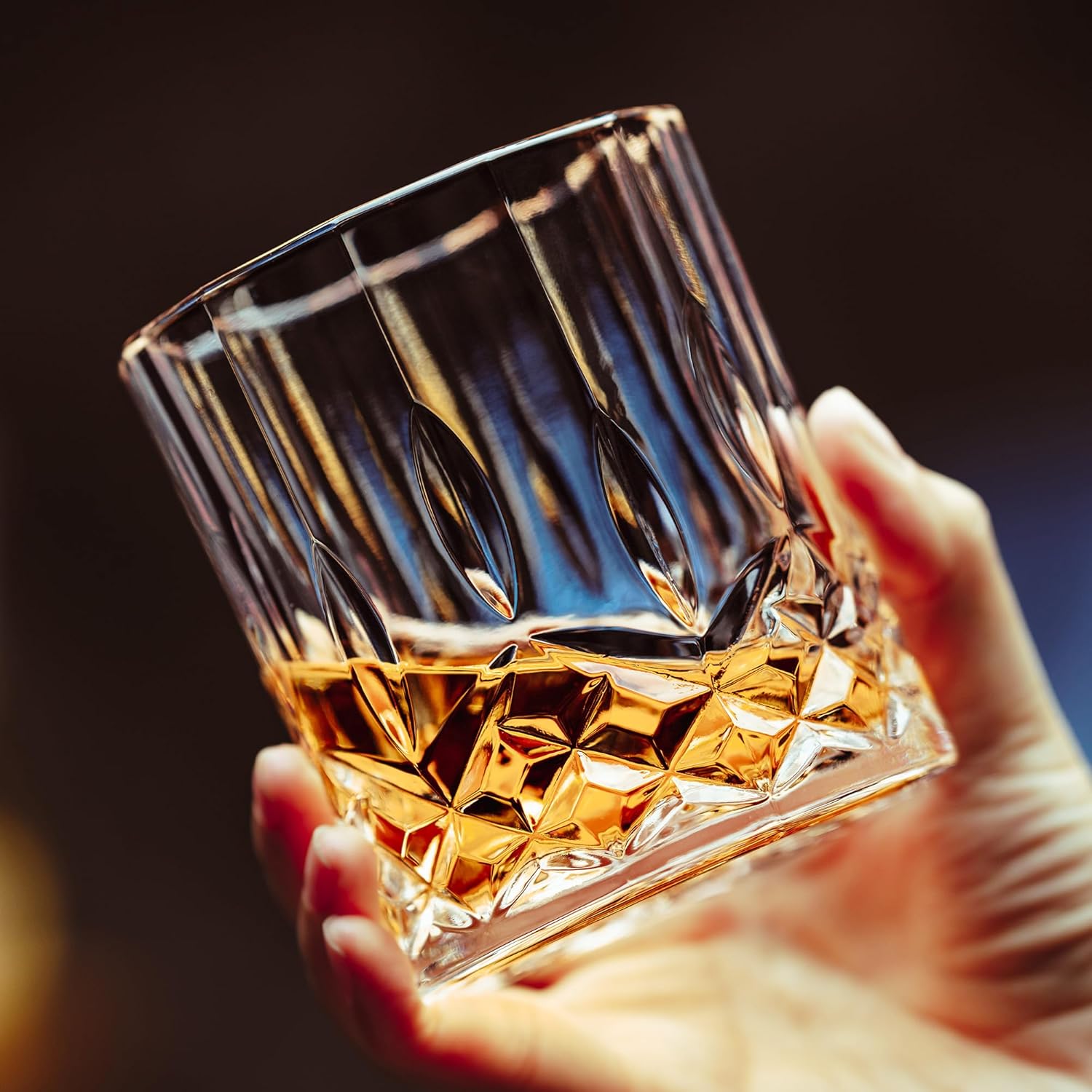 Whiskey Glasses Set of 4, 10oz Old Fashioned Bourbon Glasses with 4 Ice Ball Molds, Lead-free Rocks Glassware for Scotch, Liquor & Cocktails, Gift for Men - Image 2