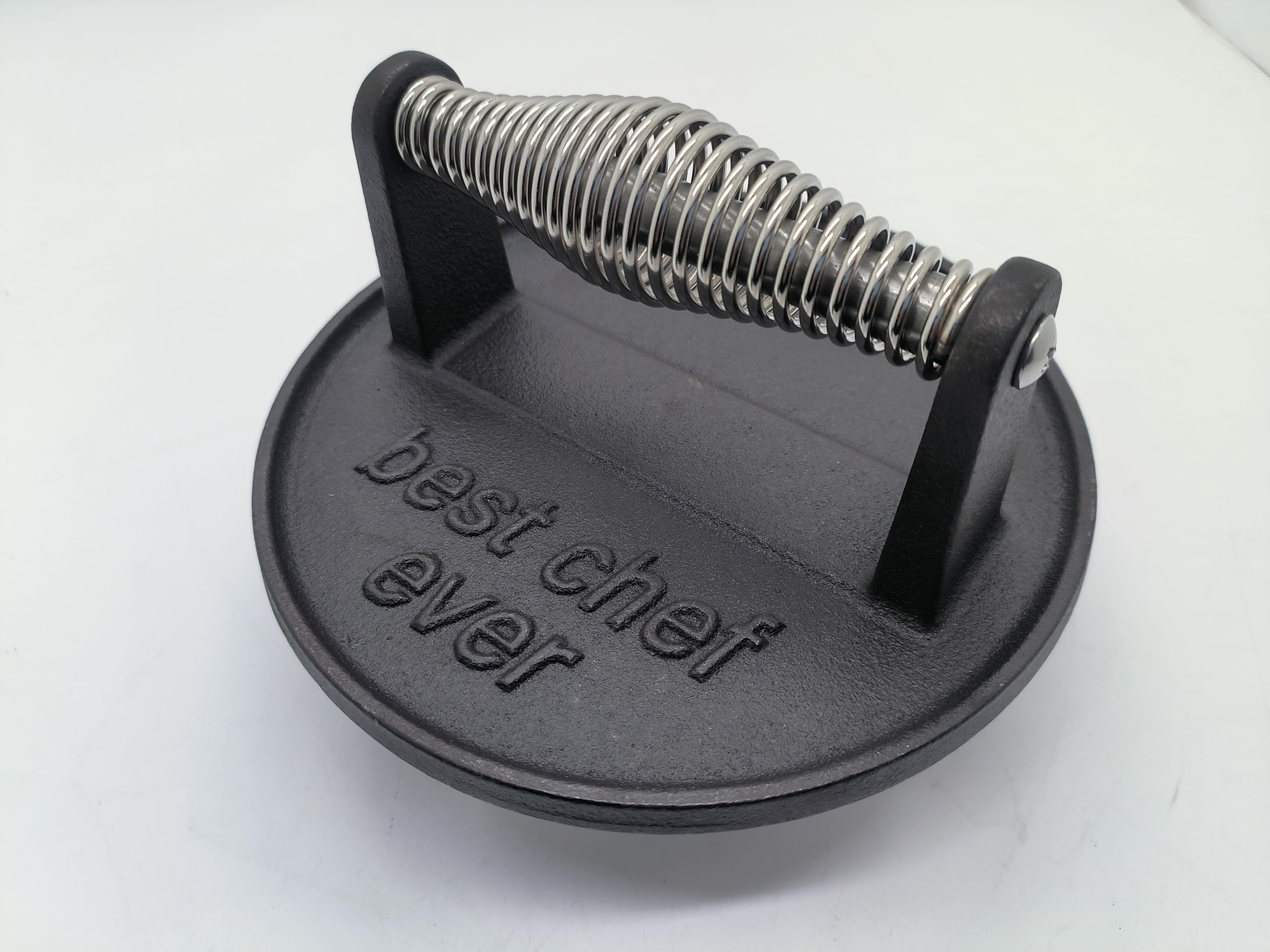 JNXHON Kitchen Tools Best Chef Ever Heavy Duty Cast Iron Grill Press Burger Press Bacon Press Barbecue Press Meat Press Burger Smasher Griddle Press