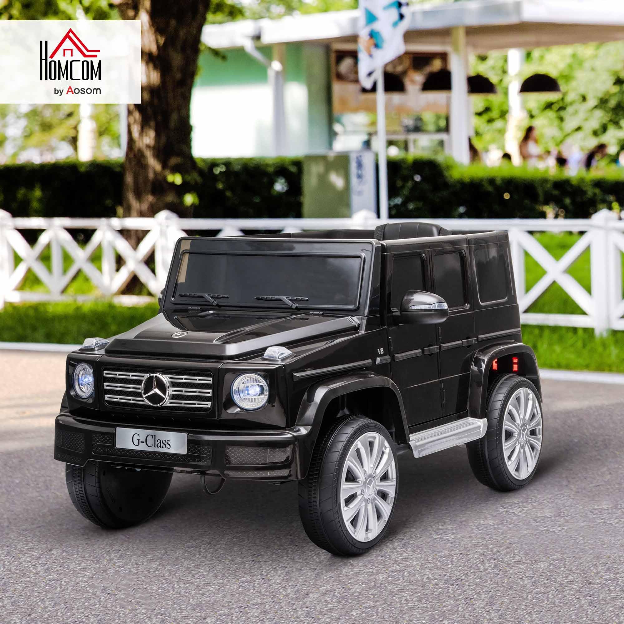HOMCOM Coche Eléctrico para Niños de +3 Años Benz G500 Todoterreno de Batería 12 V Vehículo Eléctrico con Control Remoto Música Bocina Velocidad 3-5 km/h Carga 30 kg Negro