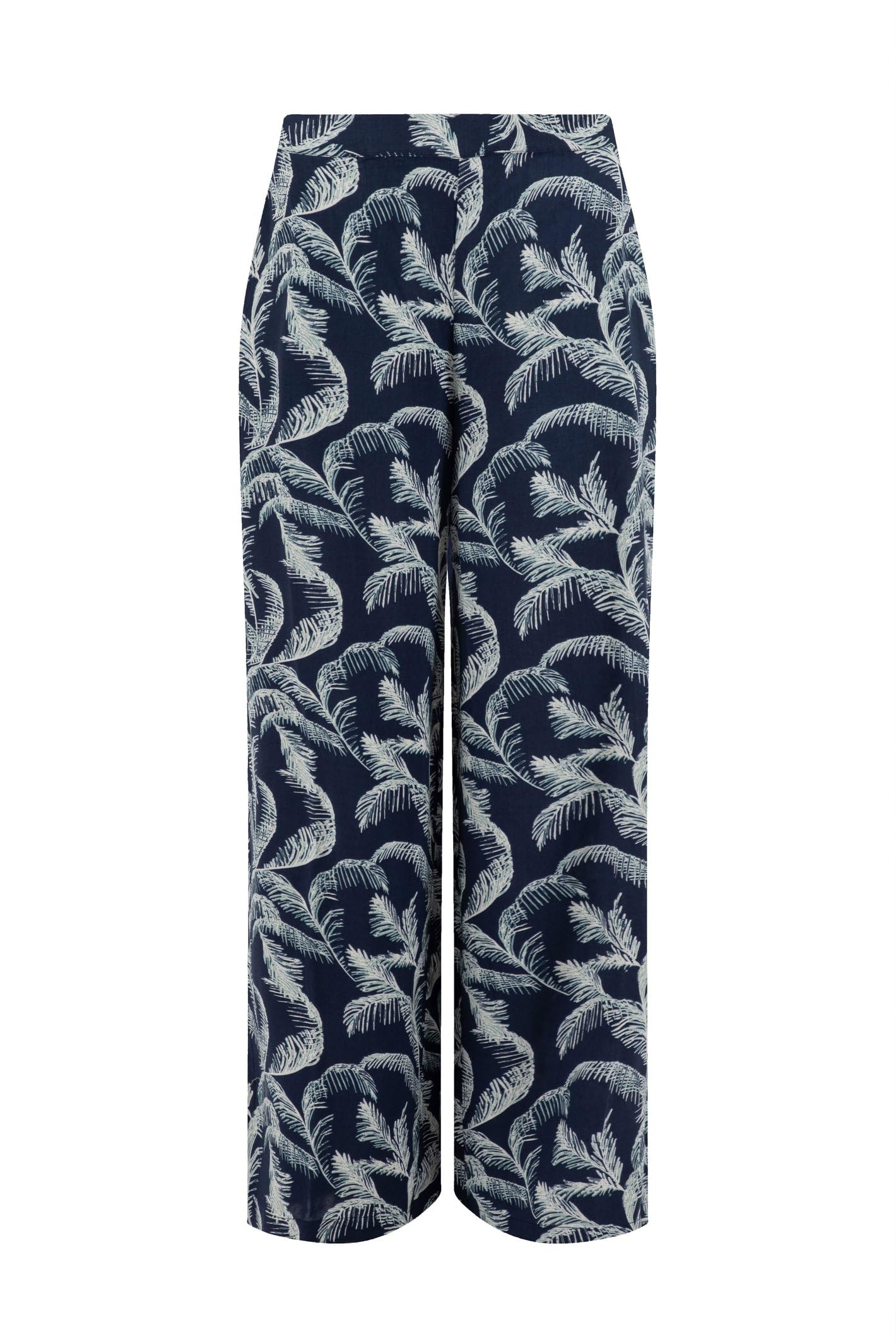 Weird Fish Women's Ink Mounira Printed Wide Leg Trousers Size 16