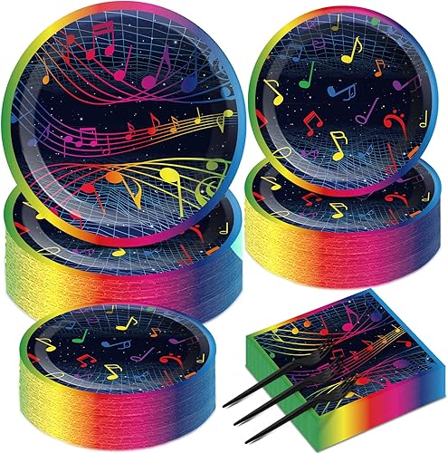 50 Invitados Decoraciones de Cumpleaños con Música Platos y Servilletas Musicales Suministros para Fiestas Temática Musical Juego de Vajilla para
