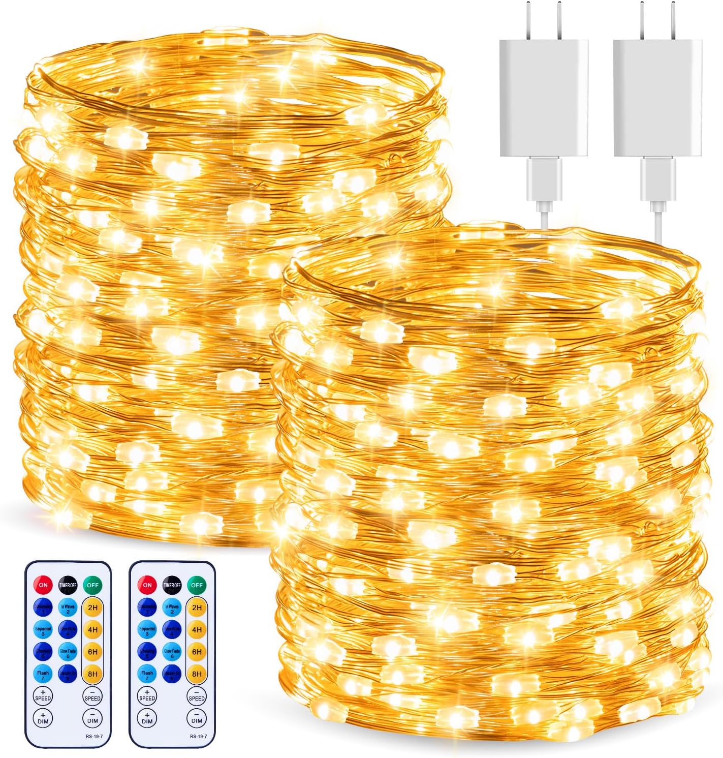 Minetom 66 Feet 200 LEDs USB Fairy String Lights with Remote, Copper Wire Starry Lights for Bedroom Wall Ceiling Christmas Tree Wreath Craft Wedding Party Decoration, Warm White