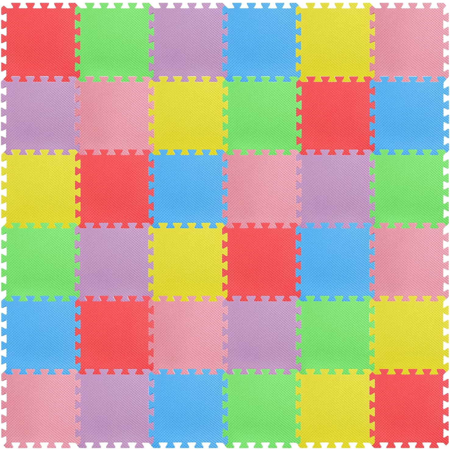 Ecally Gym Mat Foam Floor Mats for Home Gym Covers 96 Sq Ft Puzzle Exercise Square Interlocking Carpet Tiles with Border for Workouts Equipment Yoga Pilates 12 x 12