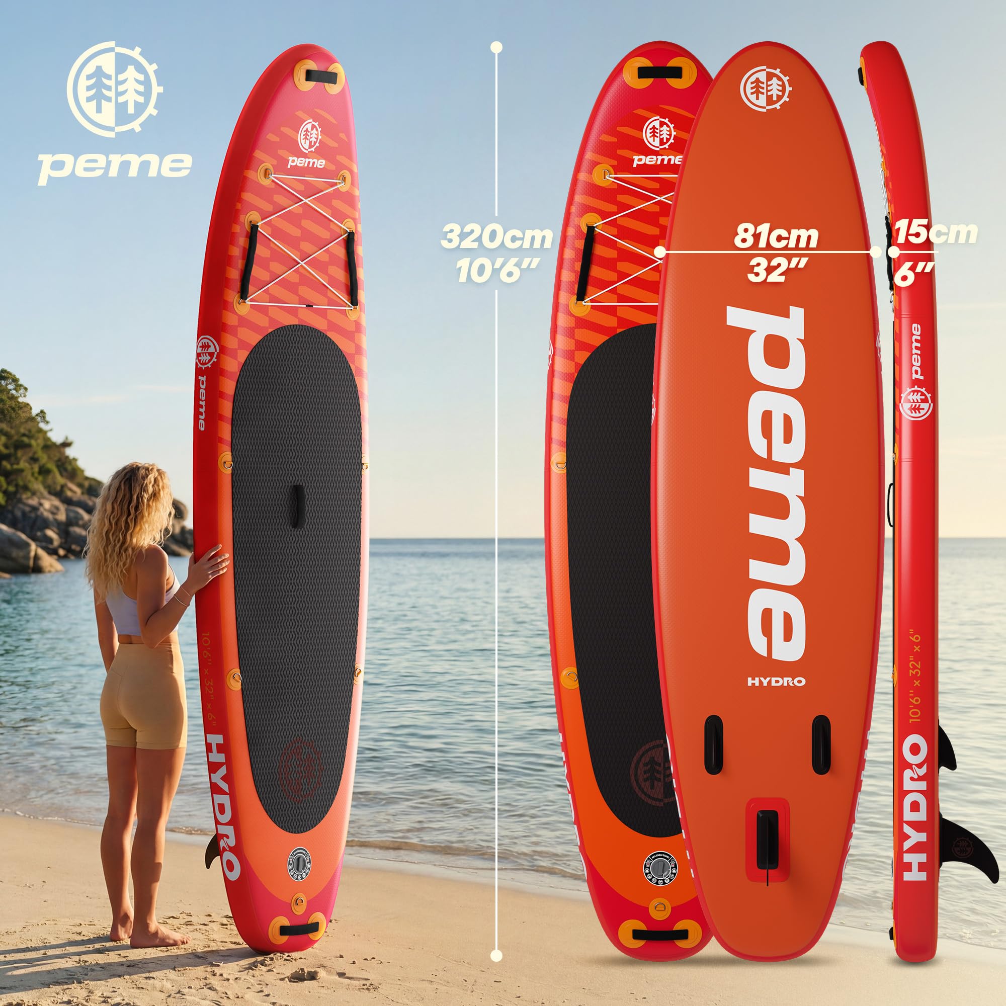 peme Paddle Gonflable Adulte 2 Place Stand Up Paddel Padle Peche Planche Aquatique Surf Standup Loisir pour Sport Mer Lac Rivière Équilibre Dérive avec Pompe Sac Antidérapant 150 166 kg 320 350 cm