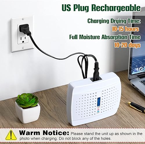 Miniatura 5 de Dreyoo Paquete de 1 deshumidificador pequeño recargable, mini deshumidificadores portátiles para dormitorio, baño, absorbente de humedad de alta