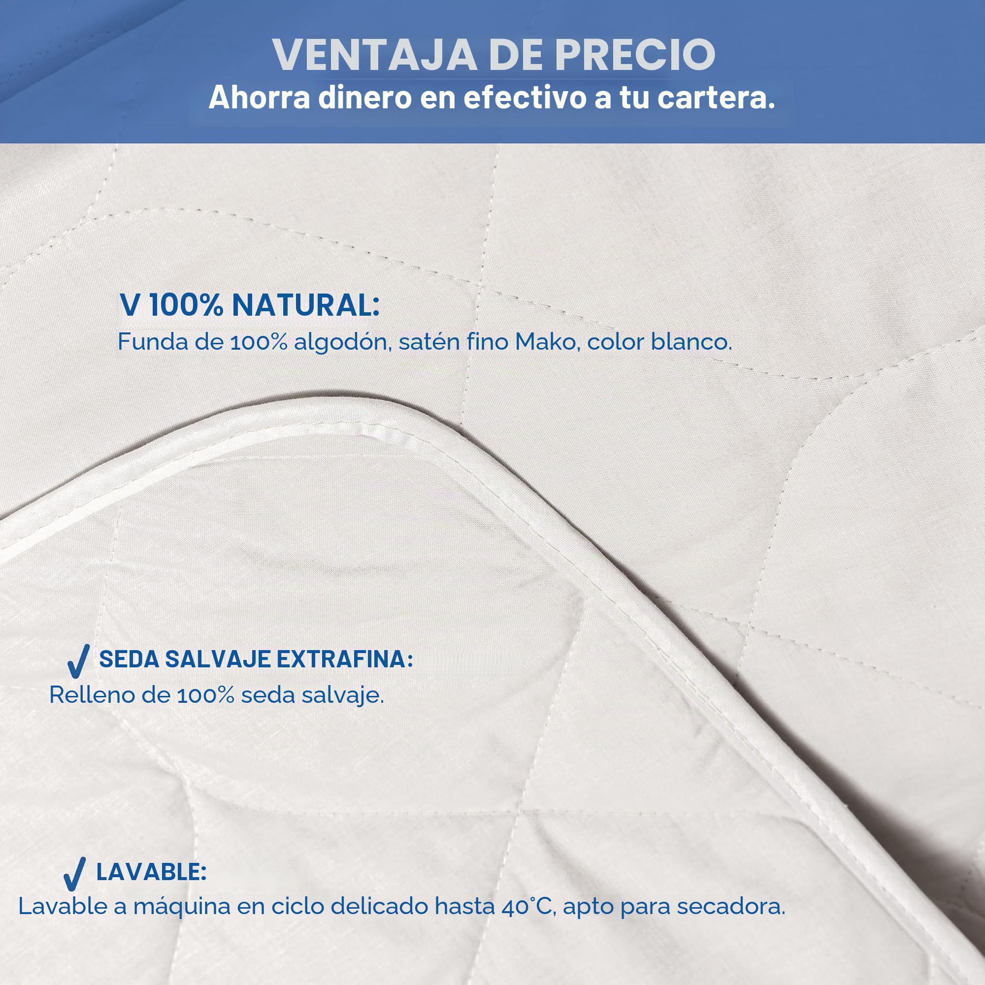 LINEA by böhmerwald Nature - Edredón Ligero de Seda Salvaje para Verano, 135 x 200 cm, 100% Seda Salvaje, Apto para alérgicos, Lavable a 40 °C, Fabricado en Alemania