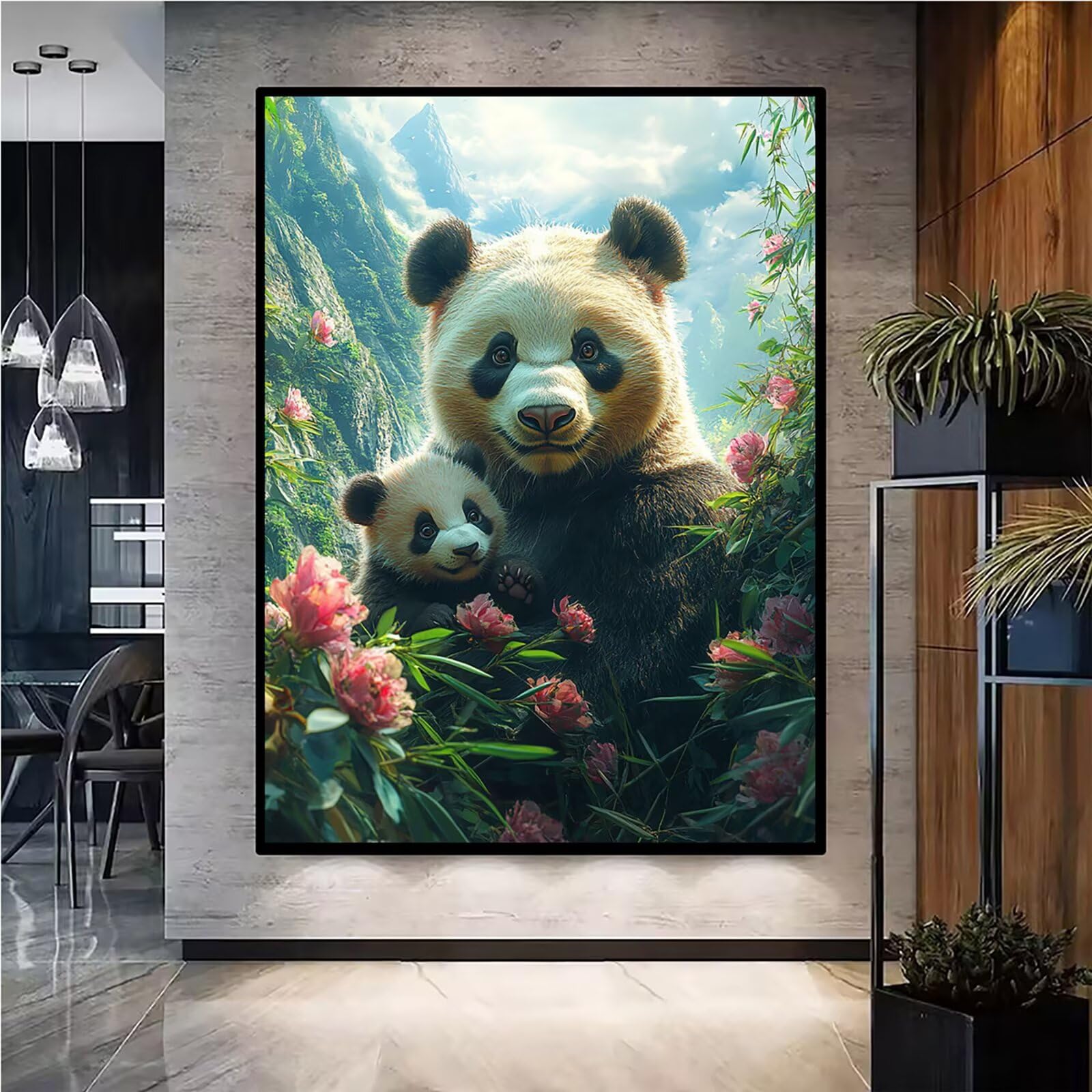 Diamond Painting Kit Completo, Diamond Painting Panda, 5D Quadrato Pittura Diamante Kit Manualidades Adultos DIY Diamantini Crystal Art Disegni Ricamo Punto Croce Artigianale, 60x90cm Animale j0-987