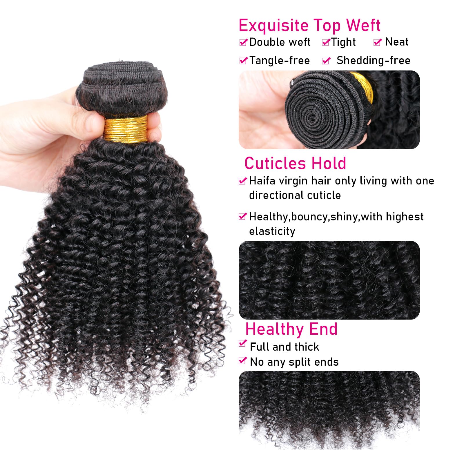 VIYAVIYA Afro Kinky Curly Bundles Human Hair 8 Inch Curly Weave Unprocessed Virgin Double Weft Extensions for Black Women Natural Color