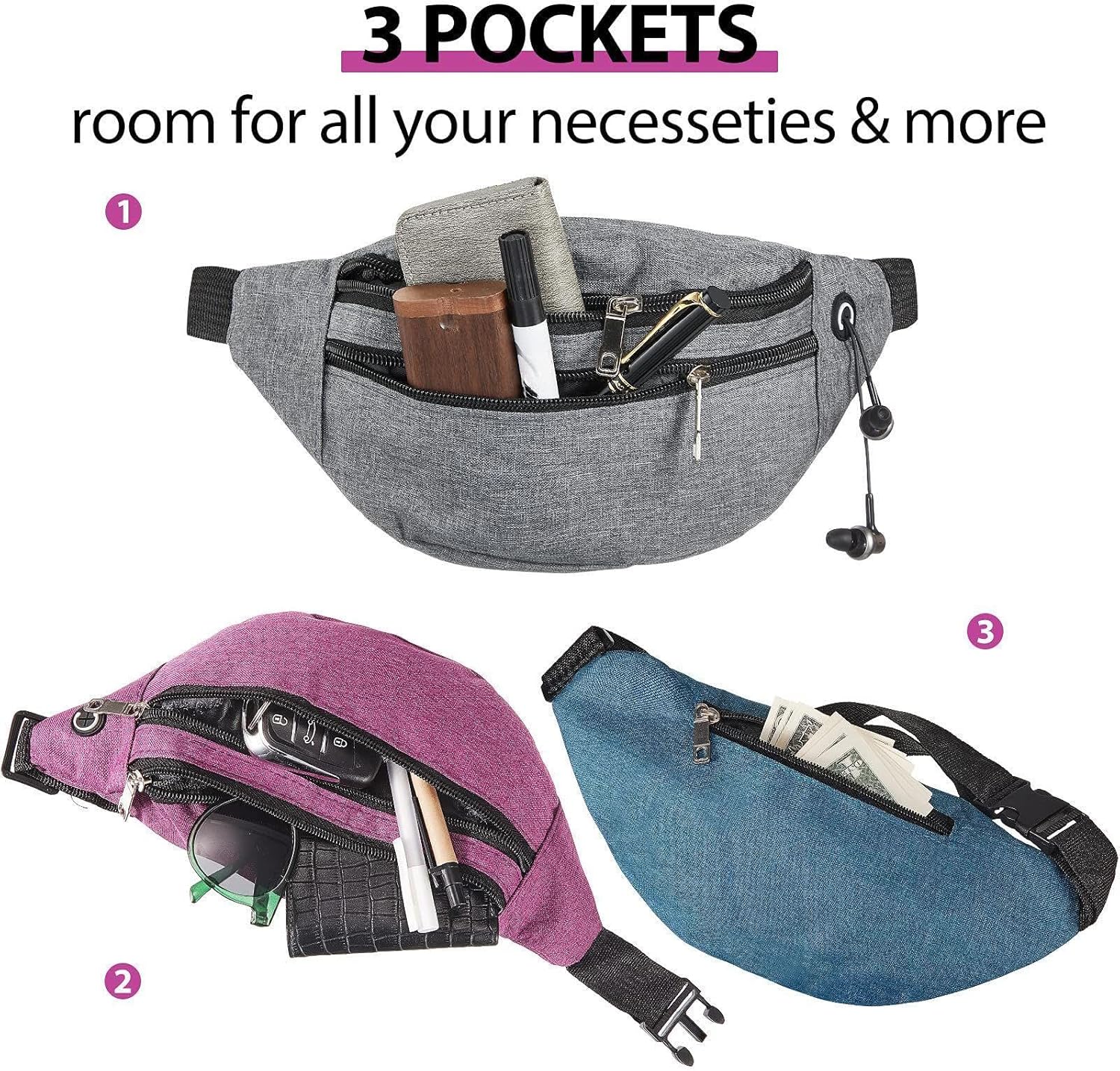 Frienda 9 Pieces 80s 90s Fanny Pack Holographic Neon Fanny Packs for Women, Christmas Fanny Waist Packs Gift African Camping Sport Waistbag(Oxford Style) - Image 4