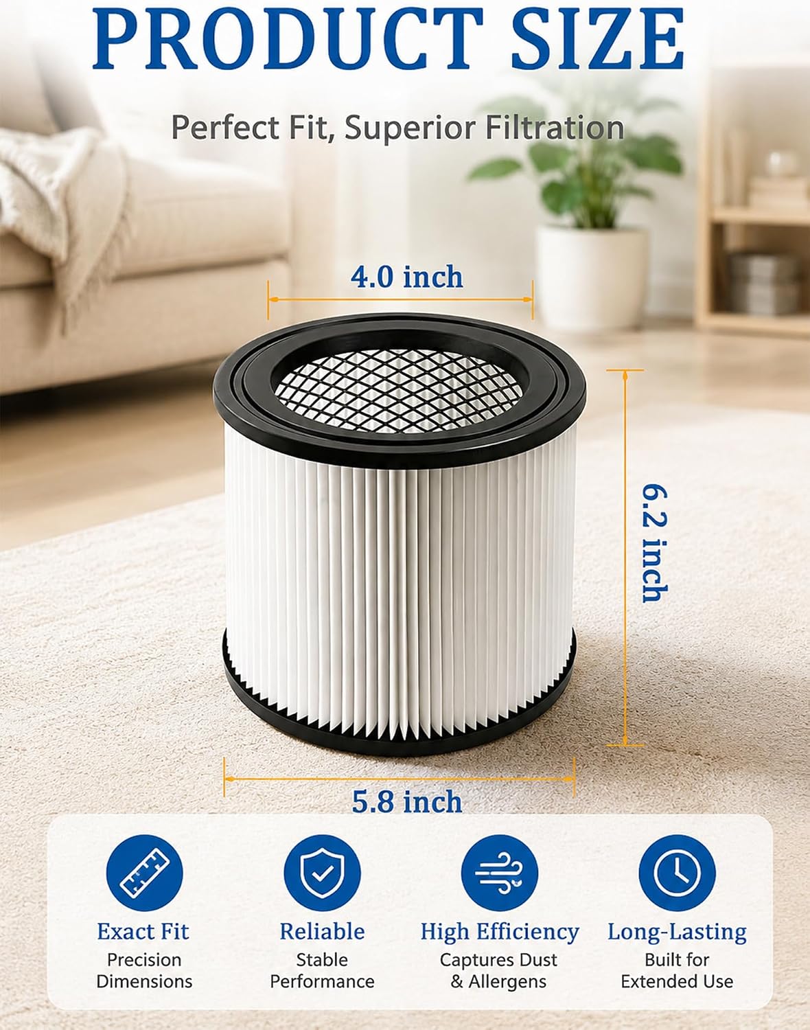 DXVC4001 Filters for Dewalt 4-8 Gallons Wet/Dry Vacuum Cleaners, 1 Pack image 3