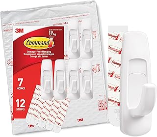 Command Large Utility Hooks, Damage Free Hanging Wall Hooks with Adhesive Strips, No Tools Wall Hooks for Hanging Christma...