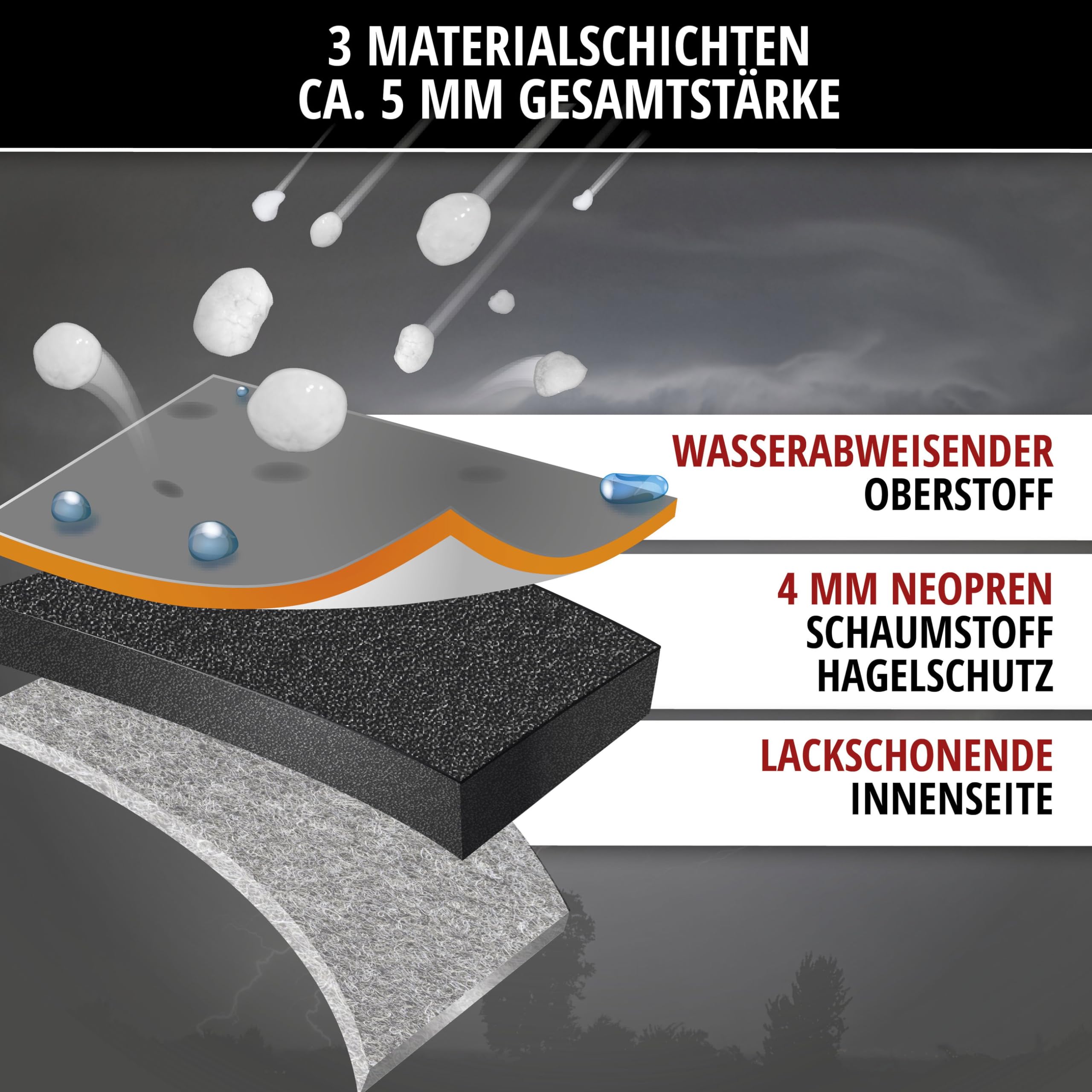 WALSER Hagelschutz Abdeckplane Auto, Autogarage Abdeckung, Abdeckplane Basic, Hagelschutzplane, Abdeckung 100% Polyester, Vollgarage, SUV XL - grau-Silber