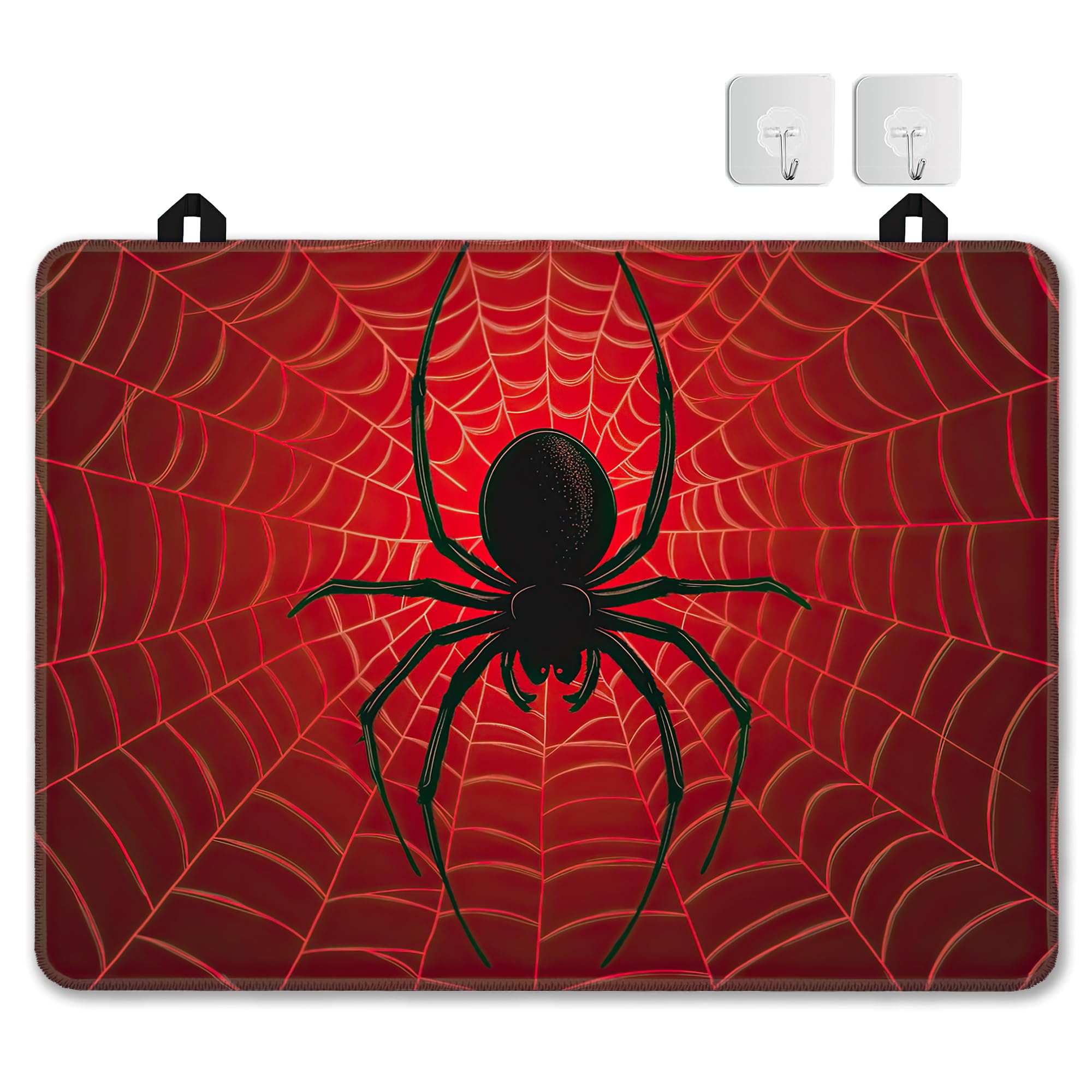 Halloween Spider Glass Top Stove Cover Protector,Red Spider Web Heat Resistant Stove Top Cover, Large Size Range Covers for Electric Stove Countertop Mat, 28 x 20 Inch
