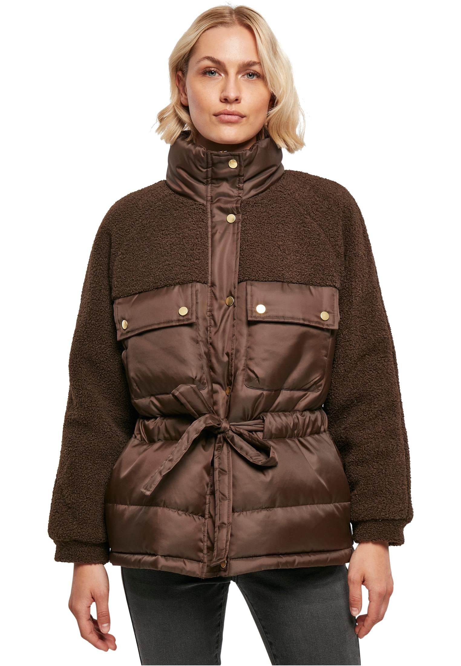 Urban Classics Damen Ladies Sherpa Mix Puffer Jacket