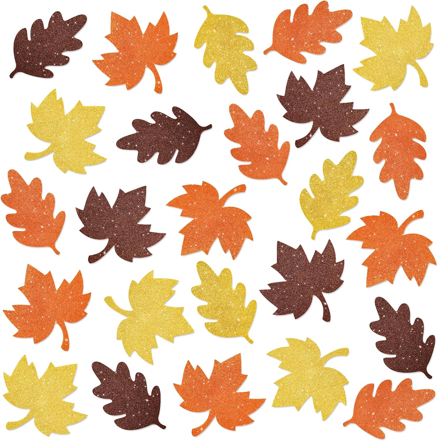 Whaline 48Pcs Fall Leaf Cutouts Glitter Autumn Leaves Cut