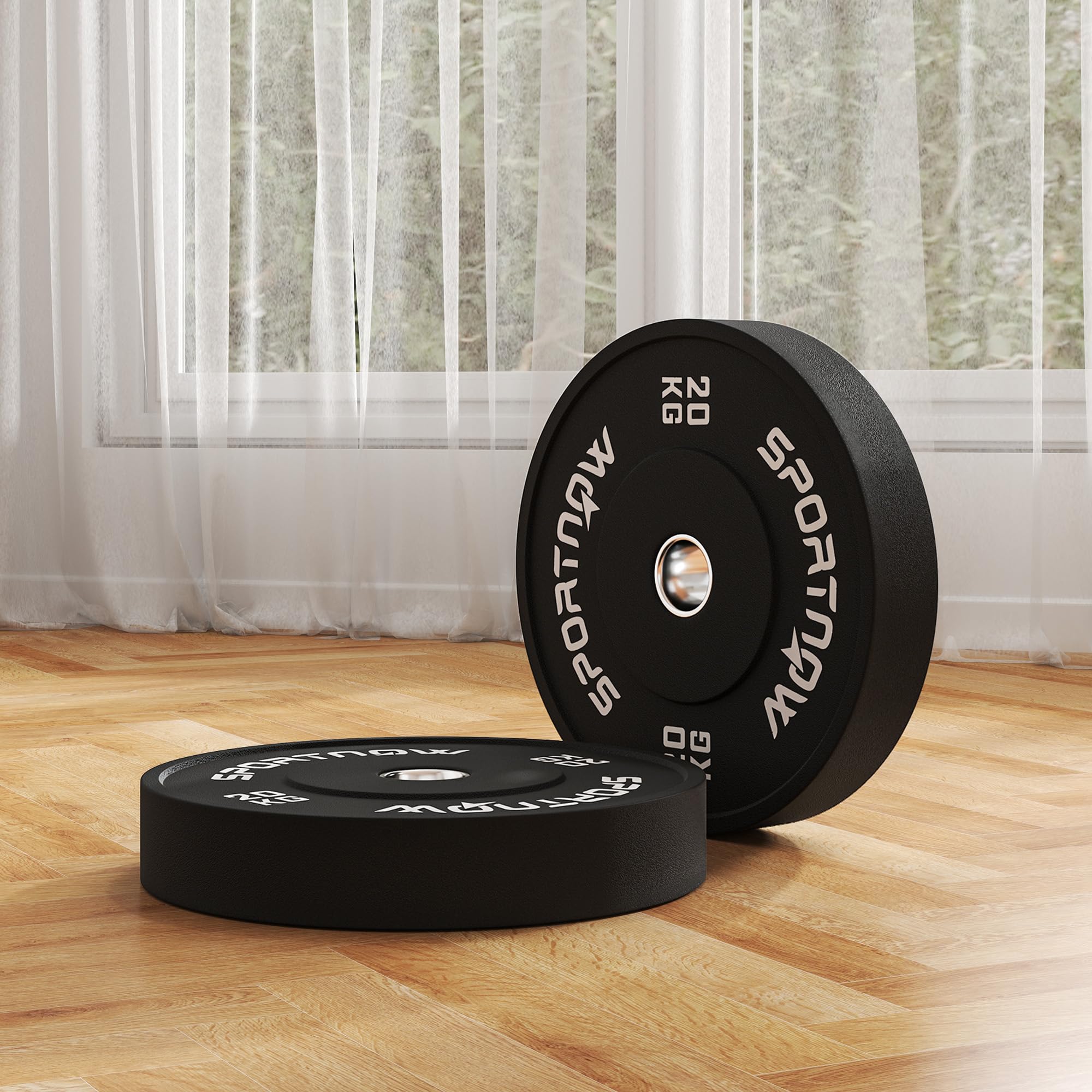 Set 2 Dischi Olimpici SPORTNOW 5 Kg Cadauno – Ghisa Rivestita In Gomma, Foro 5 Cm, Per Bilanciere E Fitness - 5