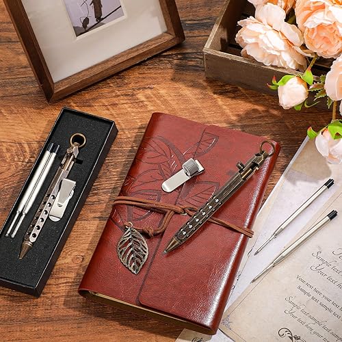 Miniatura 4 de El kit de 8 bolígrafos de acción con perno incluye 2 bolígrafos de latón macizo de seis bordes, 4 recambios negros reemplazables, 2 clips de