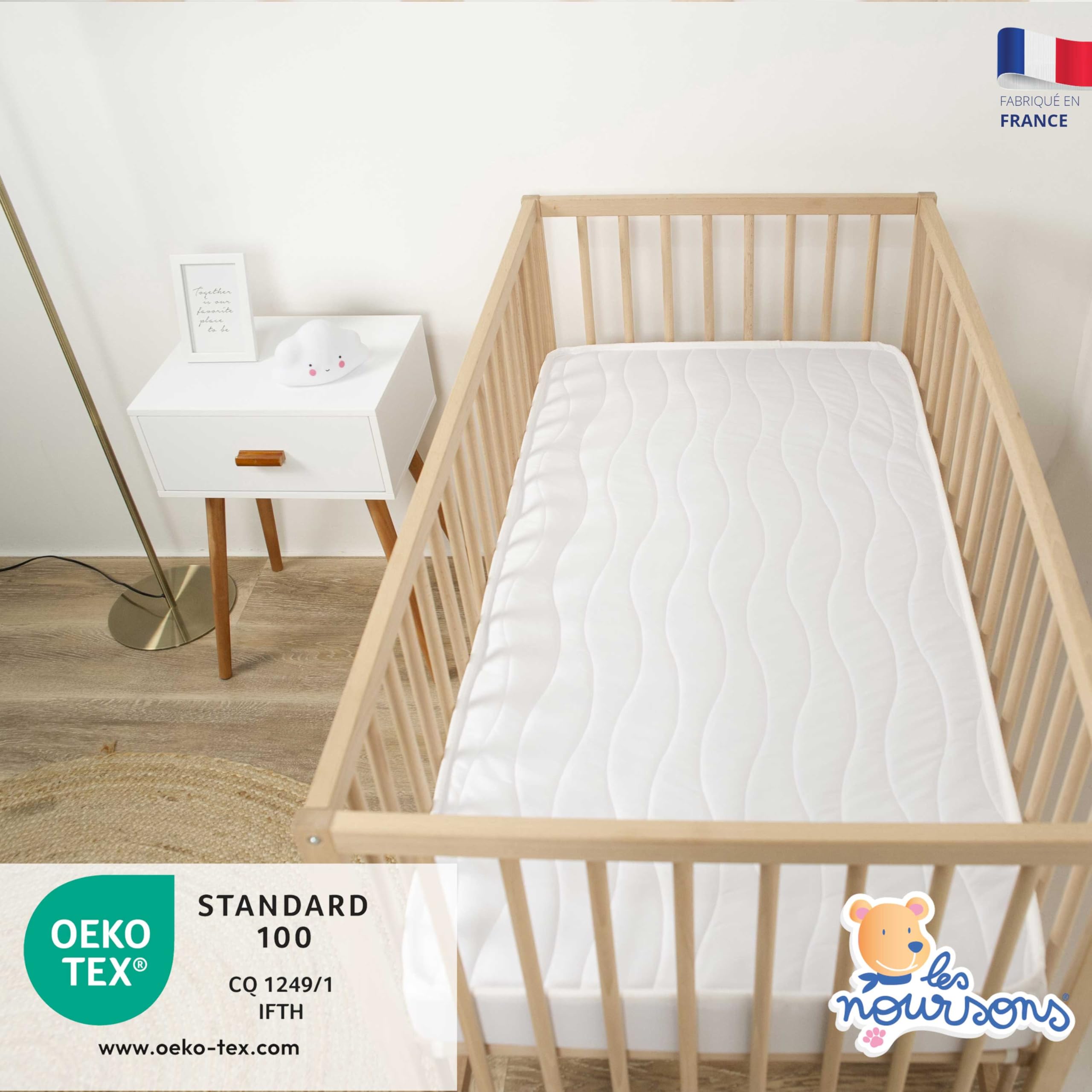 Matelas Mousse Déhoussable Matelas Bébé Déhoussable Mousse HD 60x120 - 9 Cm - Housse Stretch Oeko-Tex Matelas Bébé Certipur