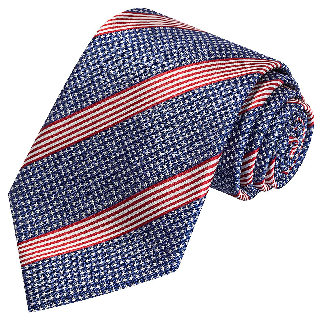 KissTies Mens Silk USA Tie Patriotic Necktie Stars N Stripes Ties