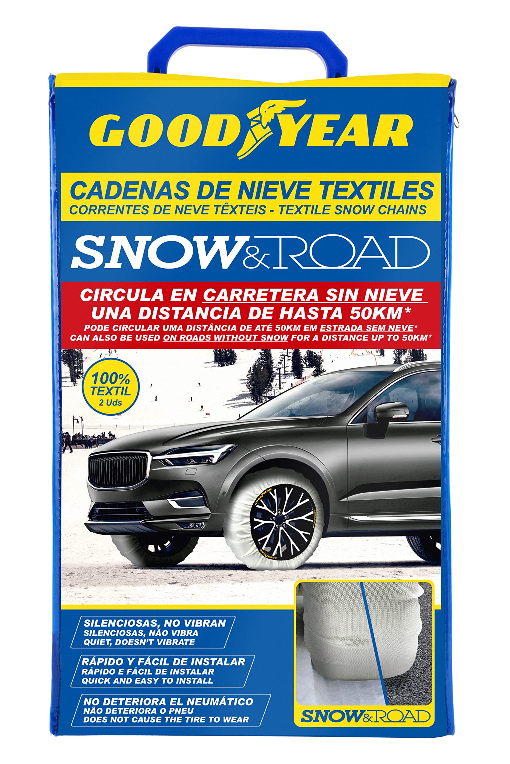 Goodyear Juego de 2 Cadenas de Nieve Textiles para Coche Goodyear Snow & Road Talla L