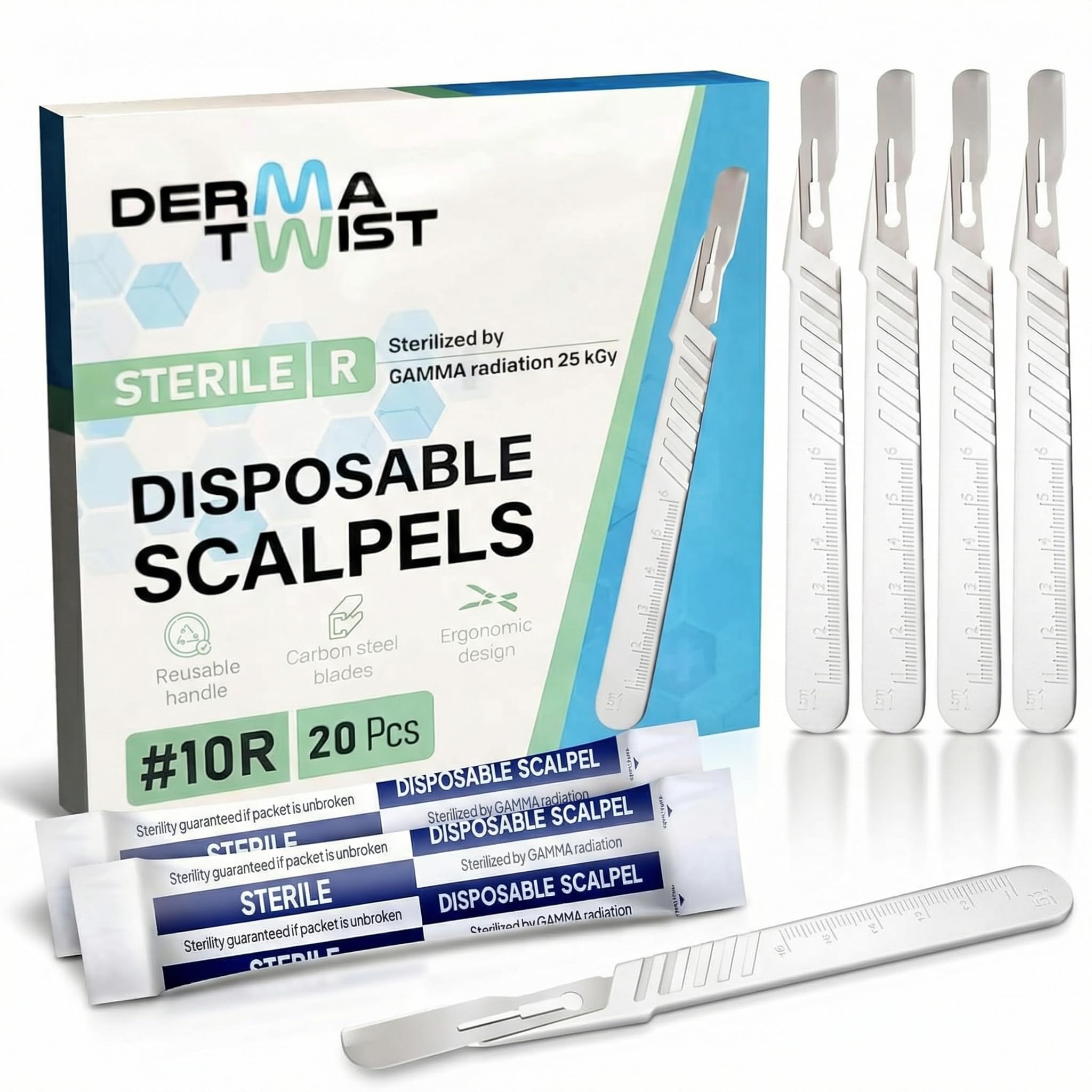 DermaTwist 10R Dermaplane Razor for Women Face – 20-Pack Sterile Disposable Dermaplane Scalpels Facial Razors for Women Face Dermaplaning Professional Face Shaver 1 Count (Pack of 20)