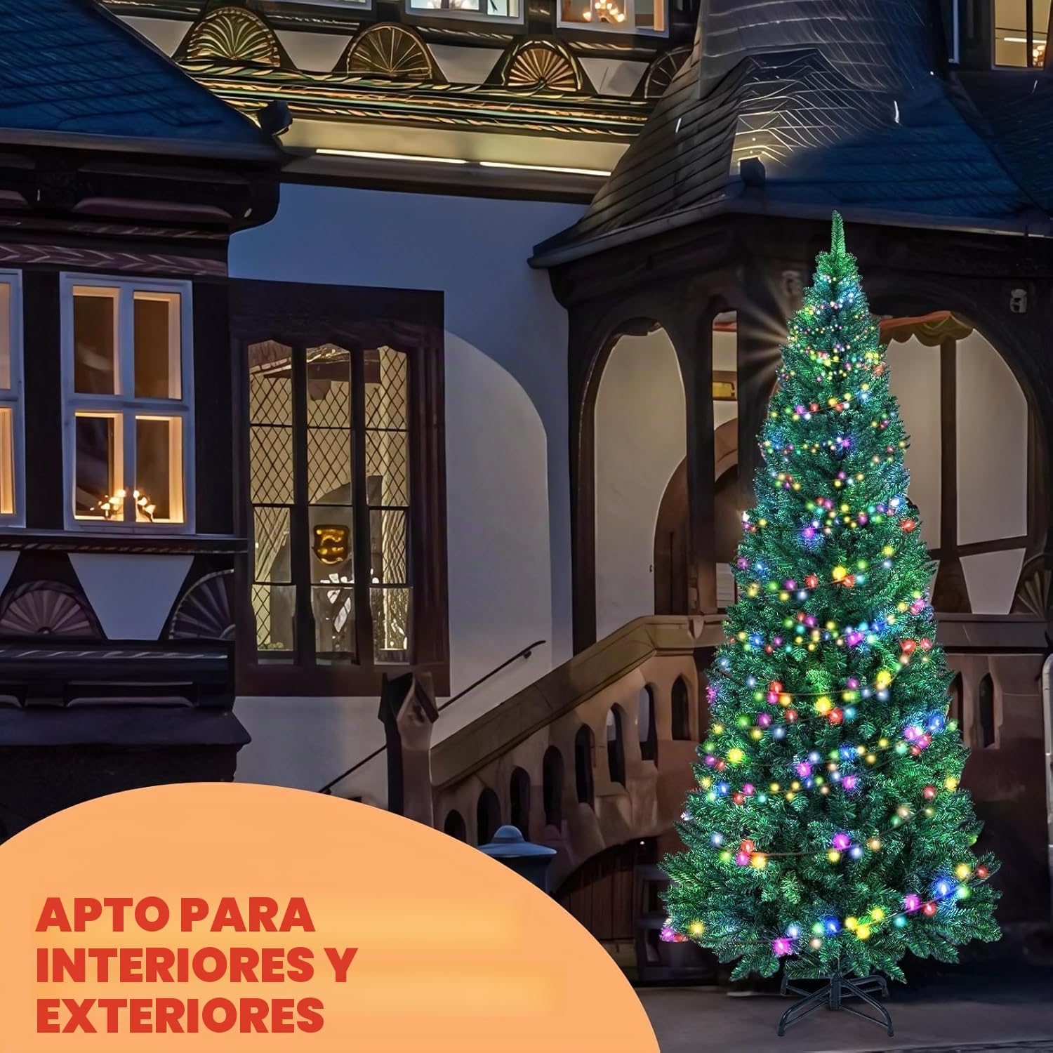 Árbol de Navidad Artificial Verde, 180cm, decoración de Navidad inflameable,Árbol de Navidad Frondoso con sporte metálico (1.8M800-verde)
