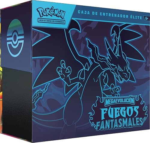 Pokémon: Caja de Entrenador Élite de Megaevolución-Fuegos Fantasmales de JCC Pokémon (1 Carta de promoción con ilustración expandida, 9 Sobres de Mejora y Accesorios prémium)