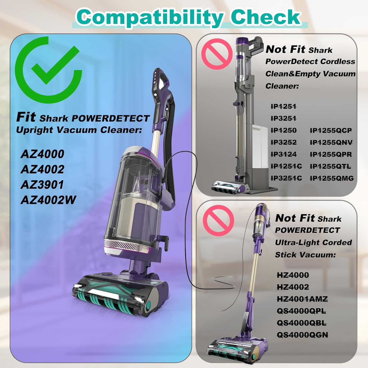 AZ4000 AZ4002 AZ3901 Soft Brush Roller Replacement Parts Compatible with Shark POWERDETECT Upright Vacuum Cleaner, 2 Brushroll, 1 Cleaning Brush, 468FP4000