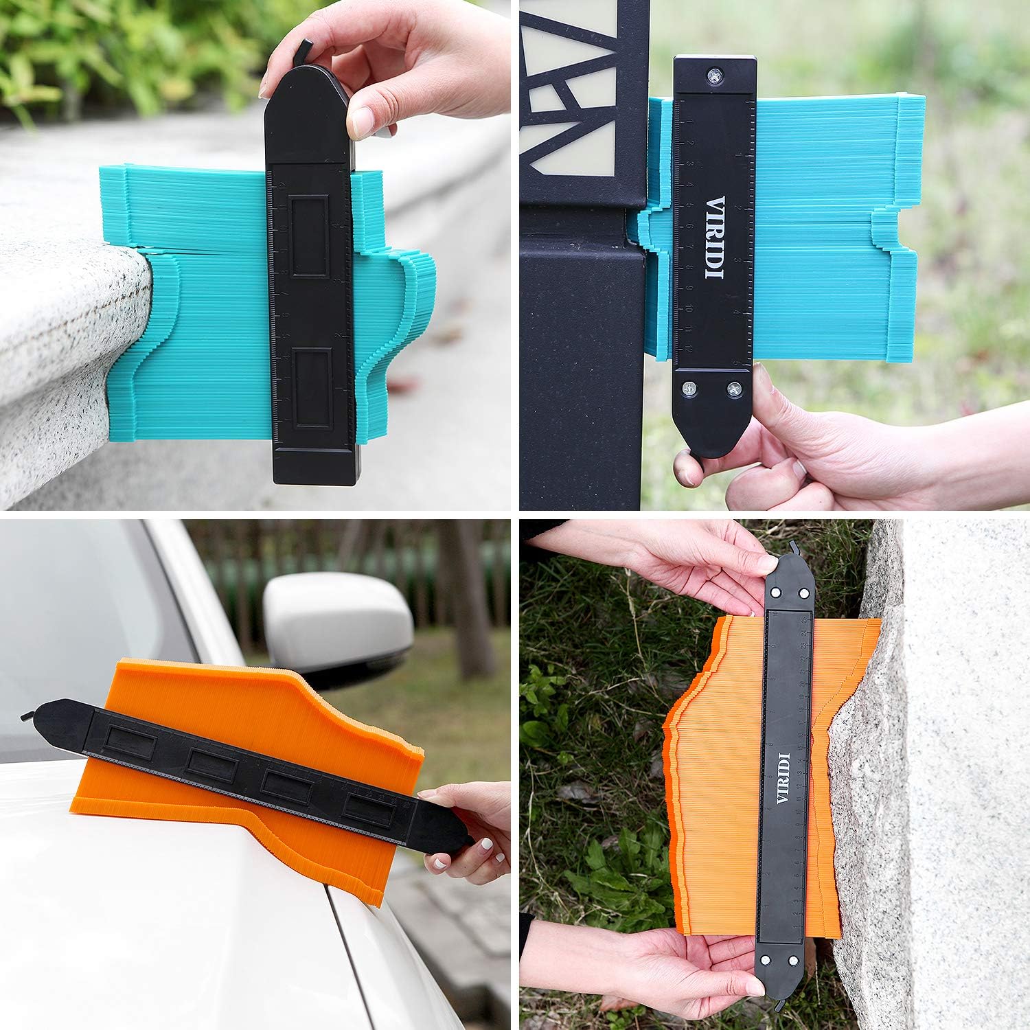 Contour Gauge With Lock, 2pcs 5&10 inch Profile Gauge Smart Measure Ruler Contour Duplicator Carpenter Tool for Vinyl Cutter Plank Install - Instant Template Instrument for Measuring and Cutting Wood - - 