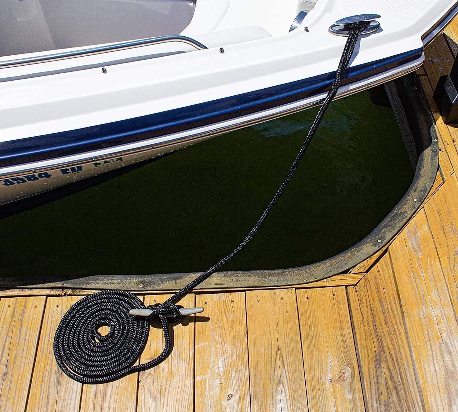 XIALUO Dock Lines Boat Ropes 2 Pack 1/2" X 15' Premium 32 Strands Industrial Nylon Boat Mooring Marine Ropes Dock Line, Heat Sealed End with 12" Eye Loop for Docking (Black) - Image 7