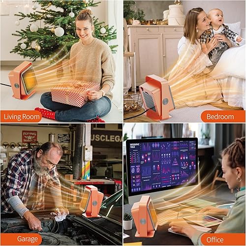 Miniatura 7 de Calentador de espacio, calentador eléctrico portátil de ángulo ajustable para uso en interiores, calentador de escritorio pequeño mejorado con