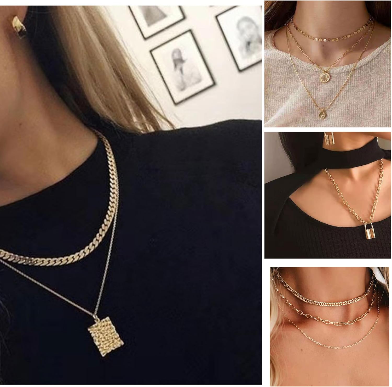 Stocking Stuffers Gold plate and Silver Plated Jewelry Sets Stocking Stuffers for Women Costume Jewelry Chain Necklace Bracelet Earrings and Rings Sets for Women Bulk Jewelry - Image 2