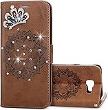 KunyFond Funda Compatible Samsung Galaxy A3 2016,Carcasa Case Diamond Crown Estampado Flor Datura Blinges Crystal Flower Ligero Cover Ranuras Tarjetas Cuero Funcon Soporte Card Slot Bumper-Marron KunyFond Funda Compatible Samsung Galaxy A3 2016,Carcasa Case Diamond Crown Estampado Flor Datura Blinges Crystal Flower Ligero Cover Ranuras Tarjetas Cuero Funcon Soporte Card Slot Bumper-Marron