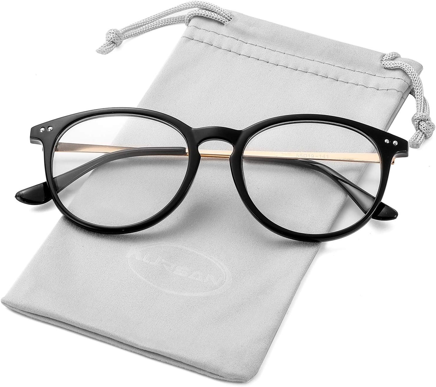 Non Prescription Clear Lens Fake Glasses for Women Men Retro Round Plastic Frame Eyeglasses