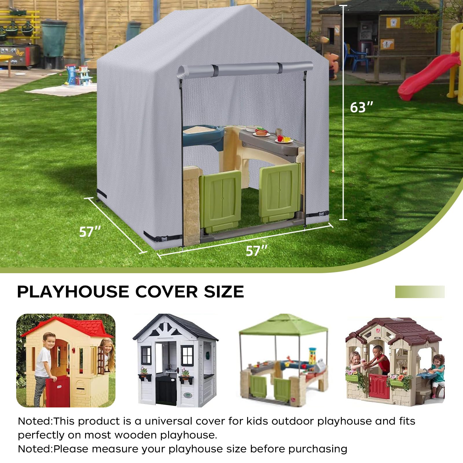 Kids Outdoor Playhouse Cover, 600D Heavy Duty Oxford Waterproof Covers, Large 57