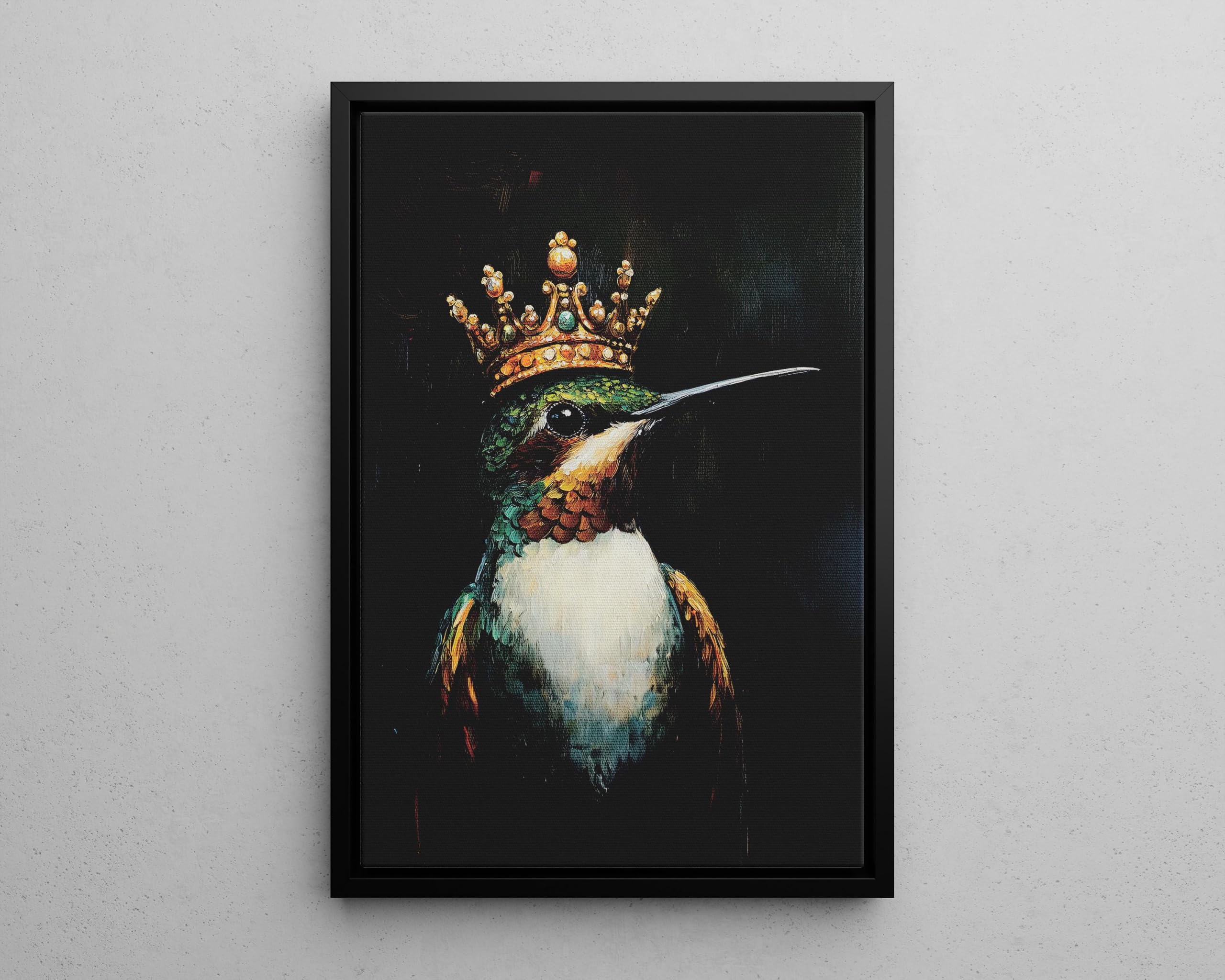 Tableau roi oiseau vintage avec cadre 20x30 cm idéal pour salon chic