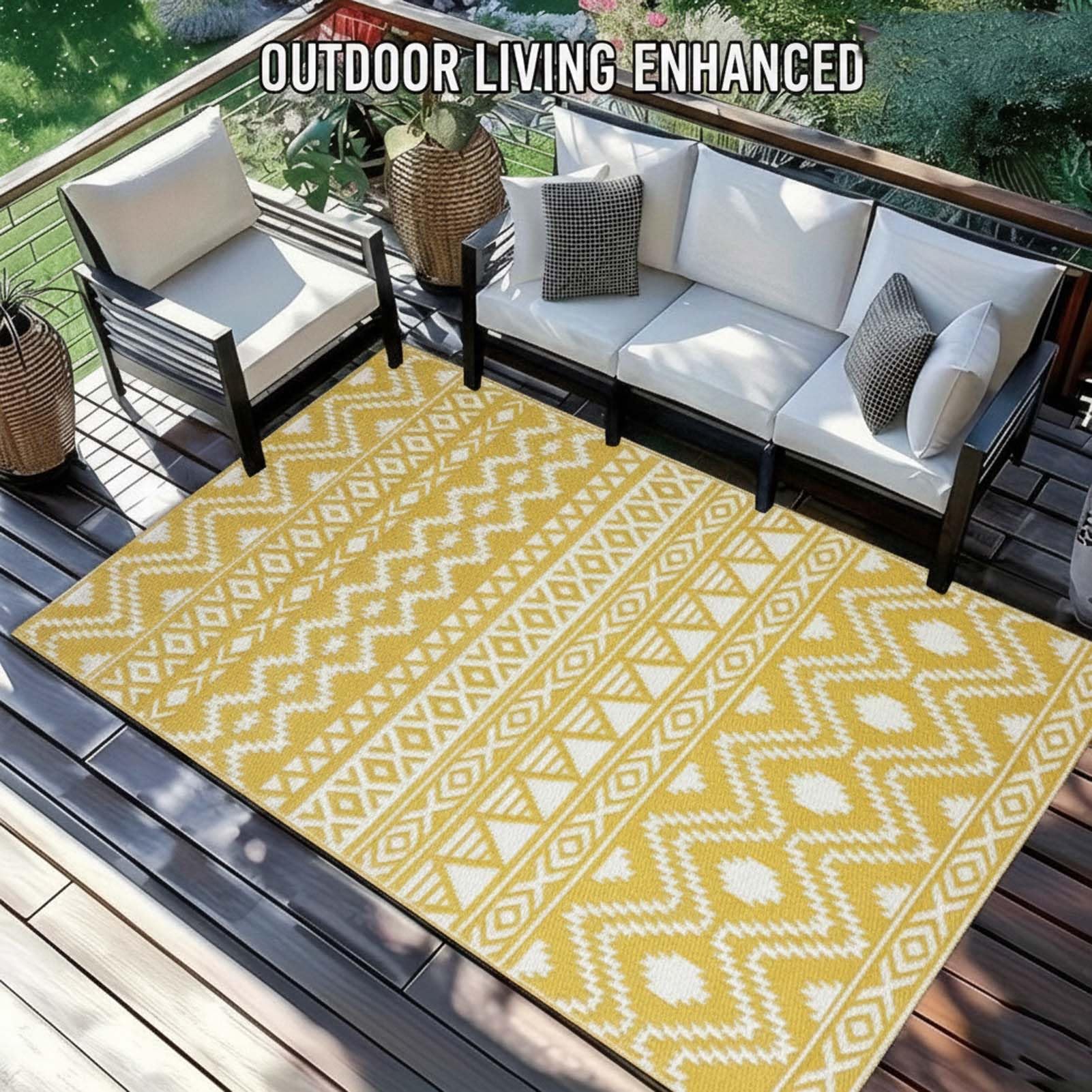Grand Tapis Intérieur Et Extérieur, Tapis De Patio Lavable Et Résistant À l'eau, Base Antidérapante, Sol Décoratif Antidérapant, pour Salon, Chambre, Terrasse, Véranda