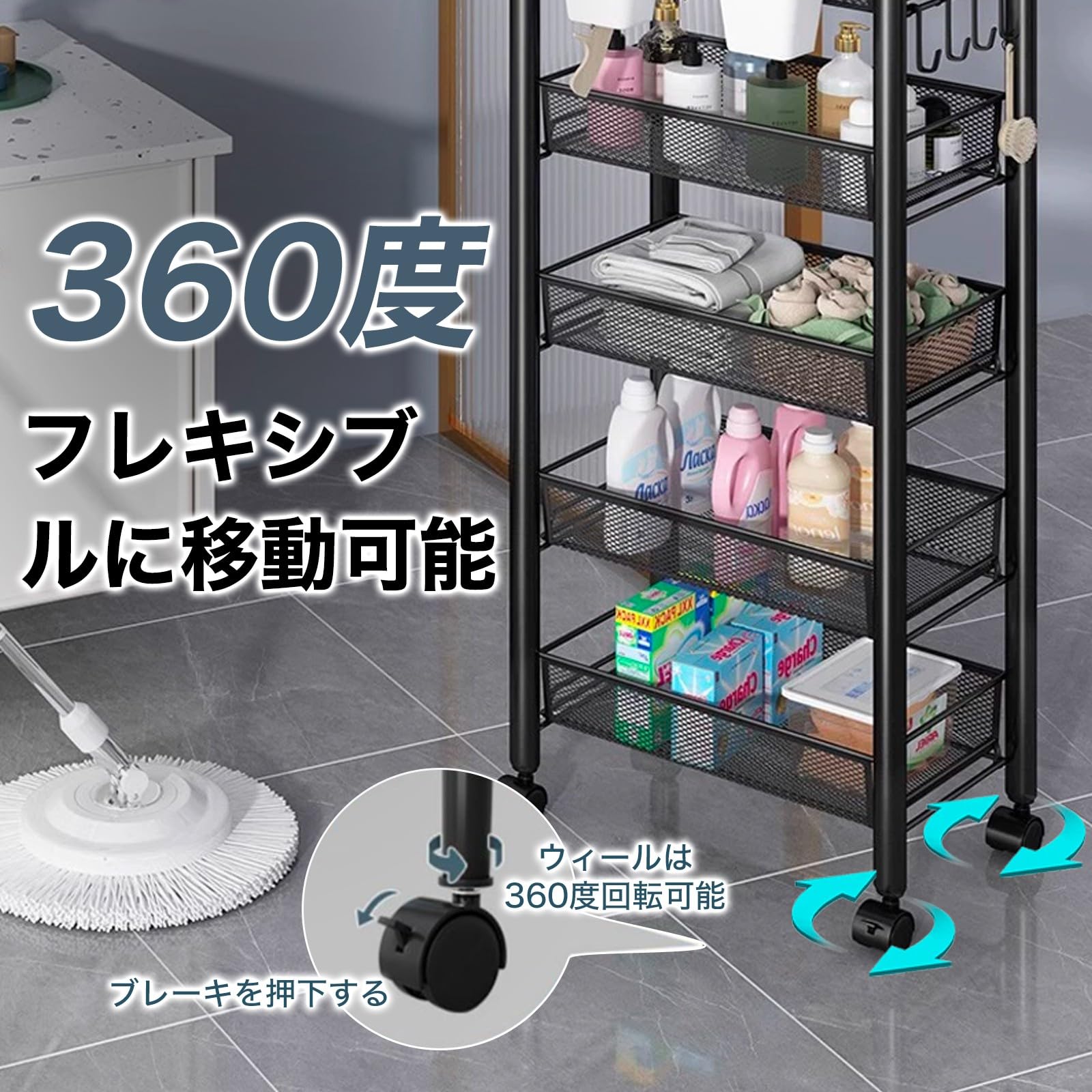Amazon.co.jp: DUDUBON キッチンワゴン キャスター付き 3段 収納ラック