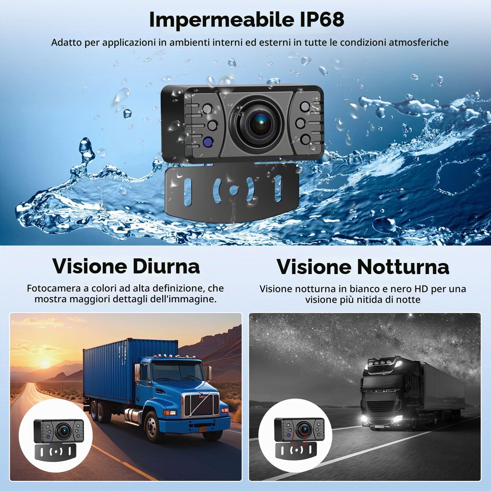 AHD telecamera di backup senza fili con 4,3 pollici di segnale digitale IP68 impermeabile visione notturna grandangolo ventosa può facilmente installare DC12V telecamera targa