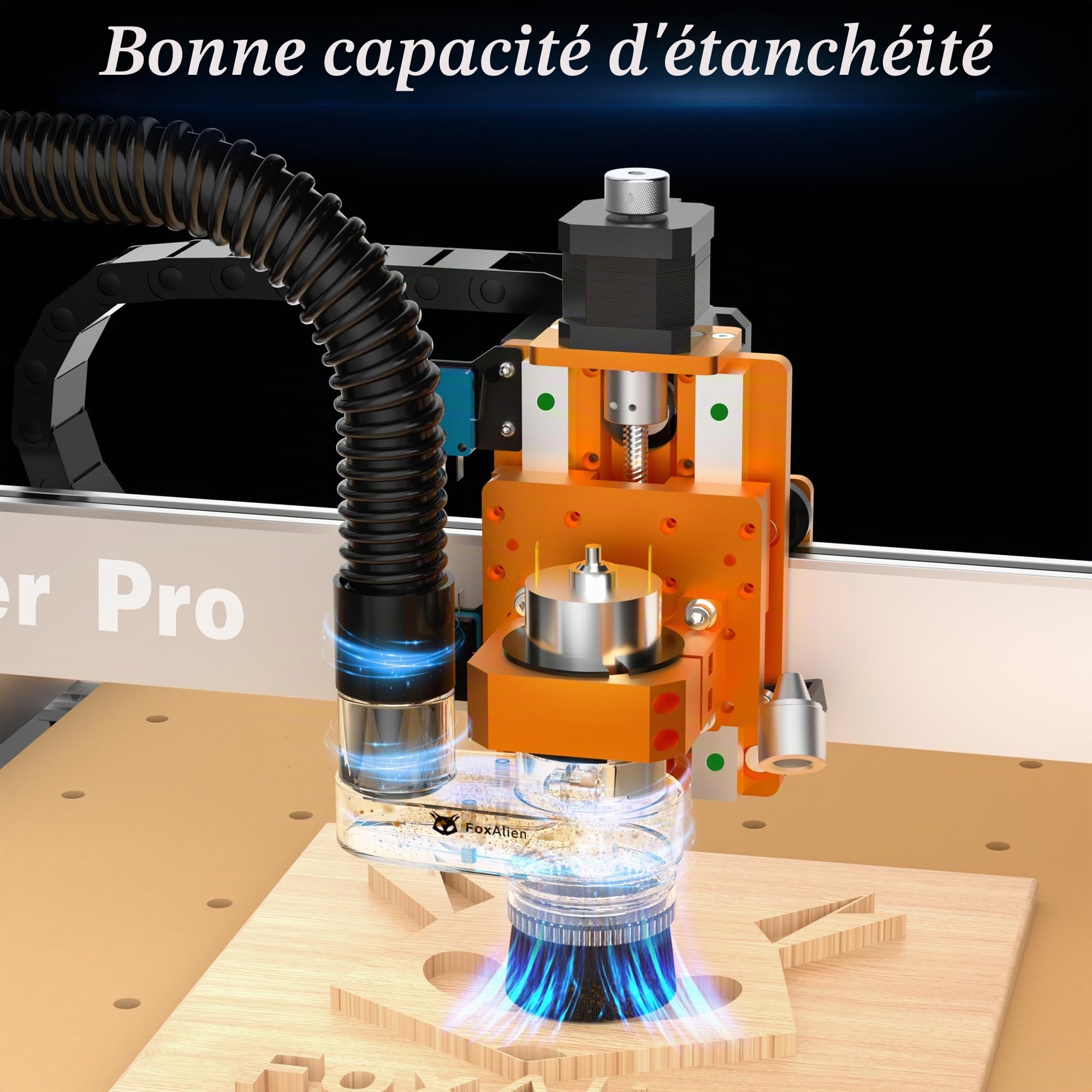 FoxAlien Patin à poussière 42mm pour Mastuer Pro, Masuter 3 CNC Fraiseuse avec moteur de broche 42mm, tuyau diamètre 38mm